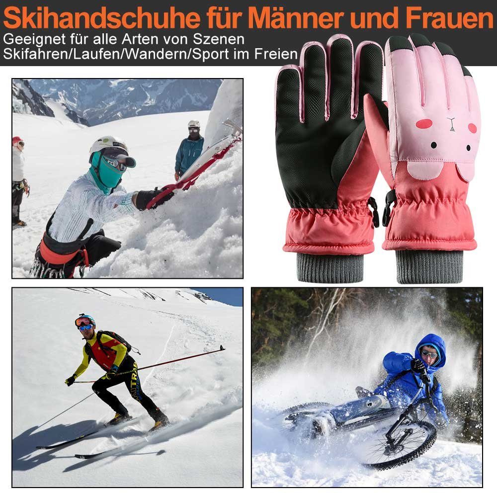 Sunicol Skihandschuhe Kinder Winterhandschuhe Skihandschuhe, Winddicht für Warm 6-10 Jahre Wasserdichte Kinder Rot