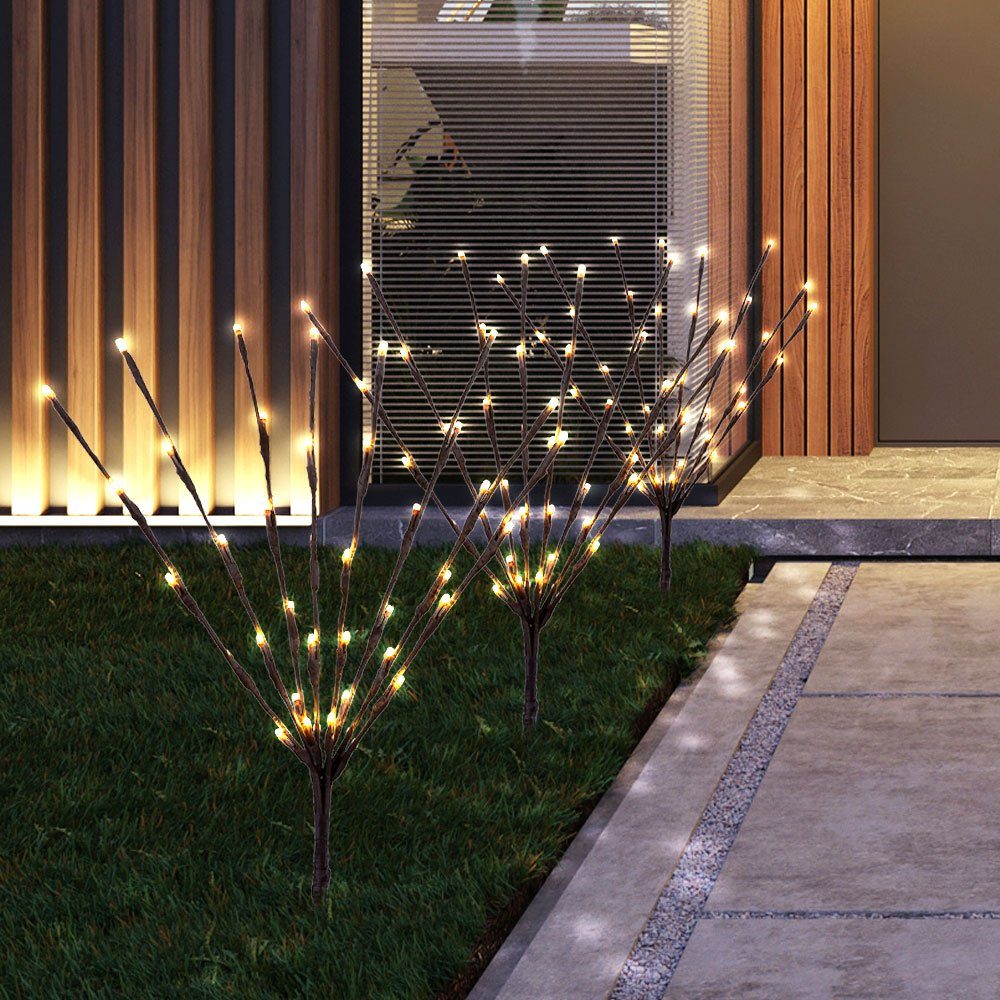 Solarlampen fest LED-Leuchtmittel 2x Solarleuchte, für 3 LED Warmweiß, Solarleuchte Außen Solar Gartendeko verbaut, Globo mit Lampe