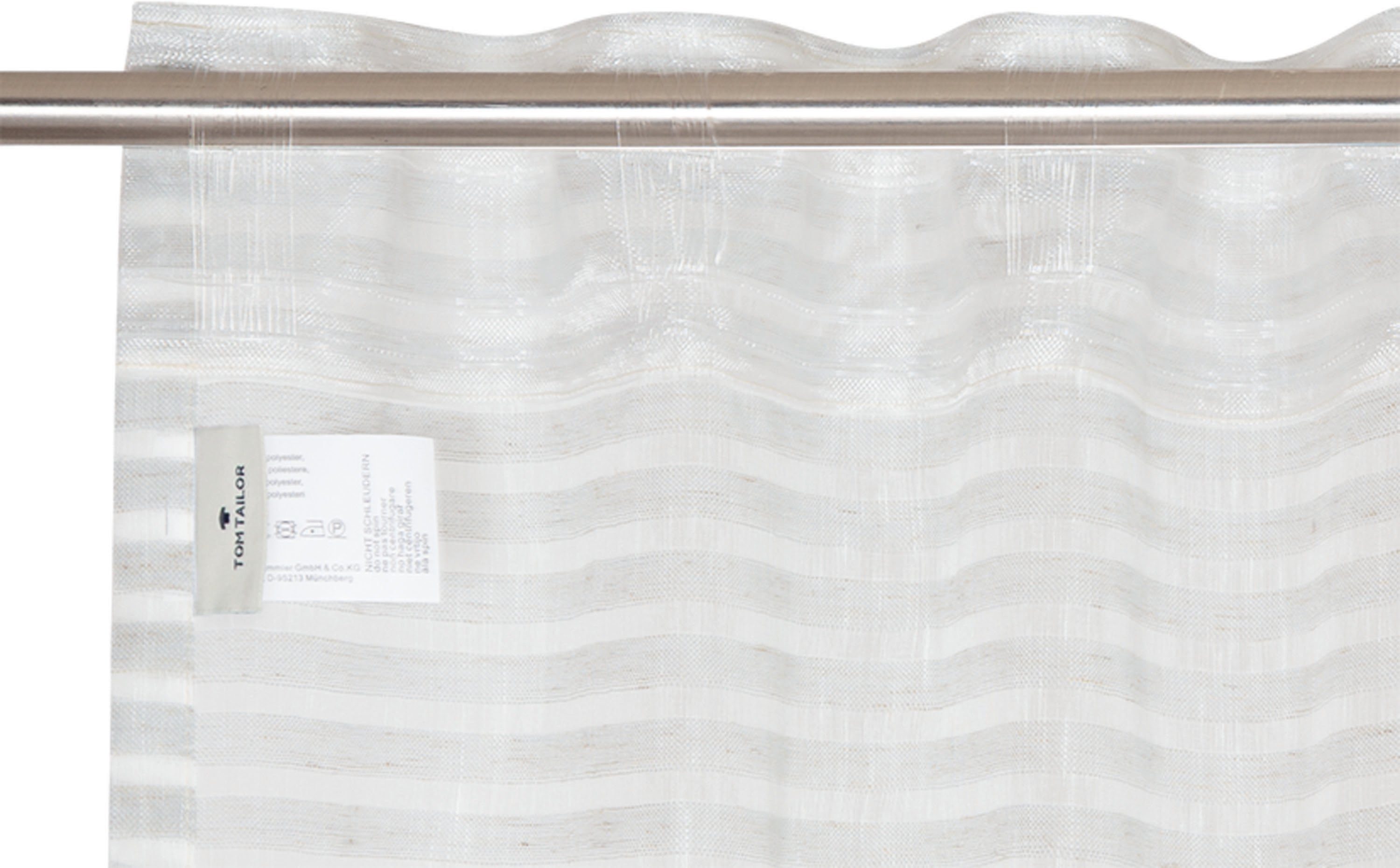 Vorhang Natural Stripe, transparent, TAILOR (1 HOME, St), transparent TOM Schlaufen grau verdeckte