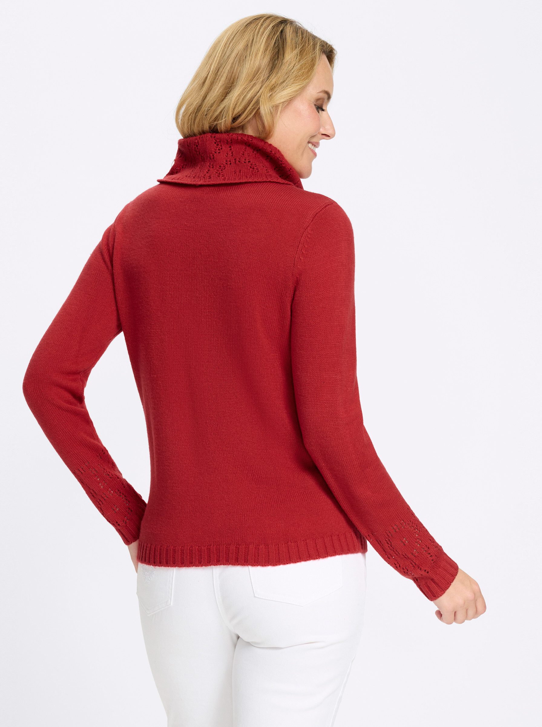 Sieh an! Strickpullover Rollkragen-Pullover Langarm Ajour, Jersey