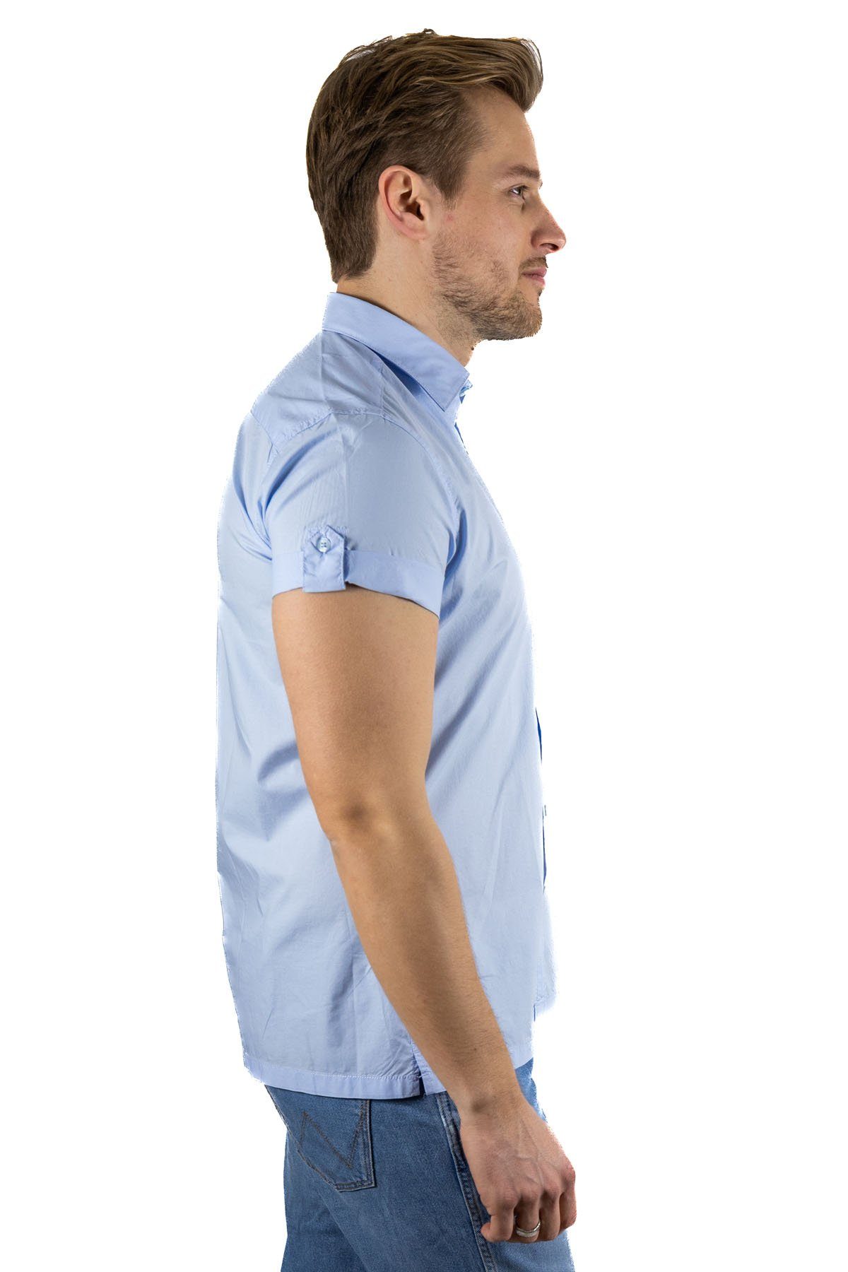 Blaues Kurzarmshirt sessun Shirt