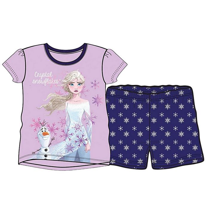 Disney Frozen Schlafanzug Elsa & Olaf (2 tlg) Mädchen Kurzarm Pyjama - Shorty aus Baumwolle