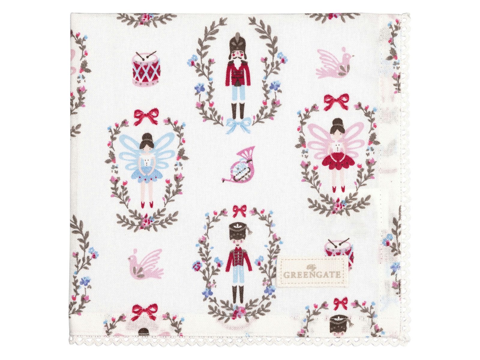 Greengate Stoffserviette Cindarella Stoffserviette mit Spitze white 40x40cm