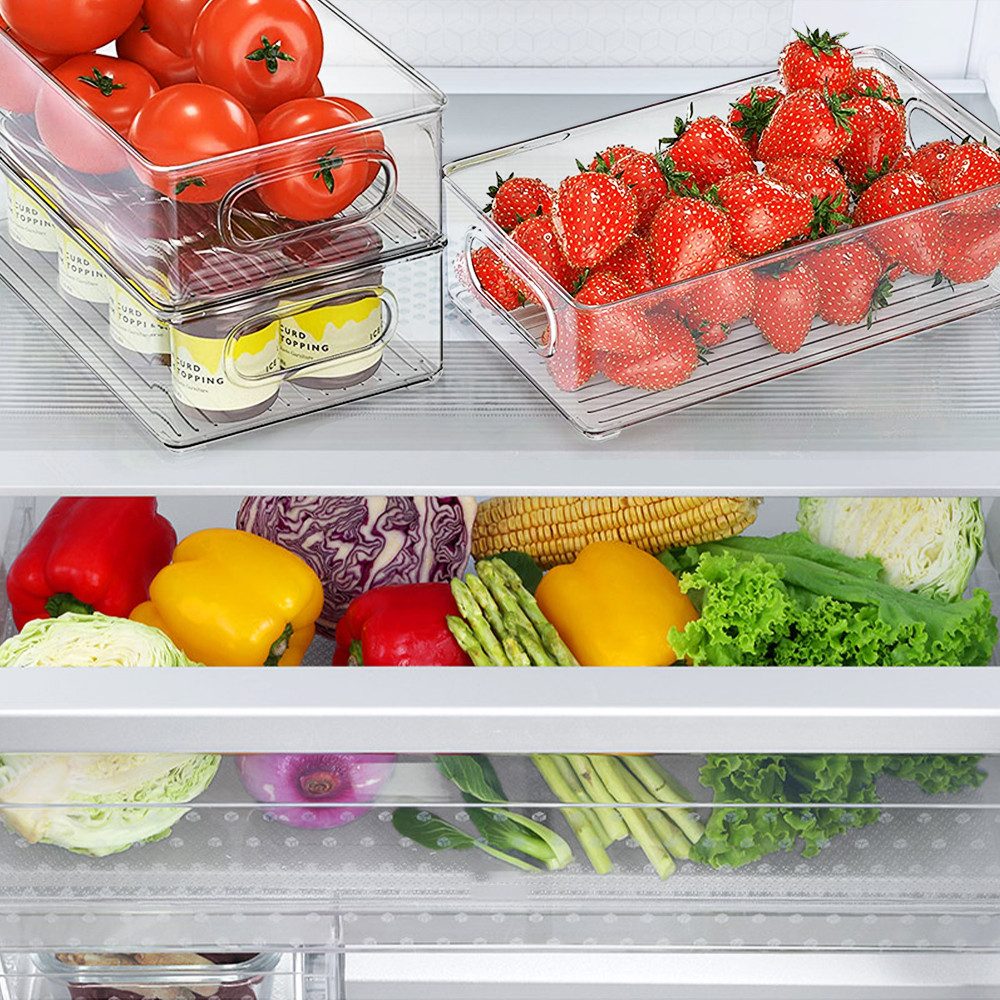 JEOBEST Korbeinsatz Klar Küchen Aufbewahrungsbox Fridge Organizer, (6 St., Größe L), Kühlschrank Behälter Kühlschrankbox, Stapelbar