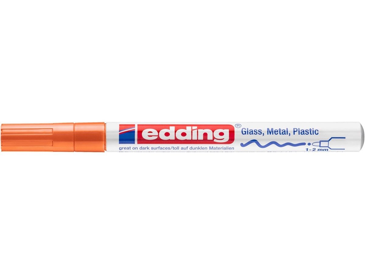 edding Lackmarker Glanzlack-Marker 751 creative Rundspitze 1-2 mm Orange, wasserfest und hitzebeständig bis 400