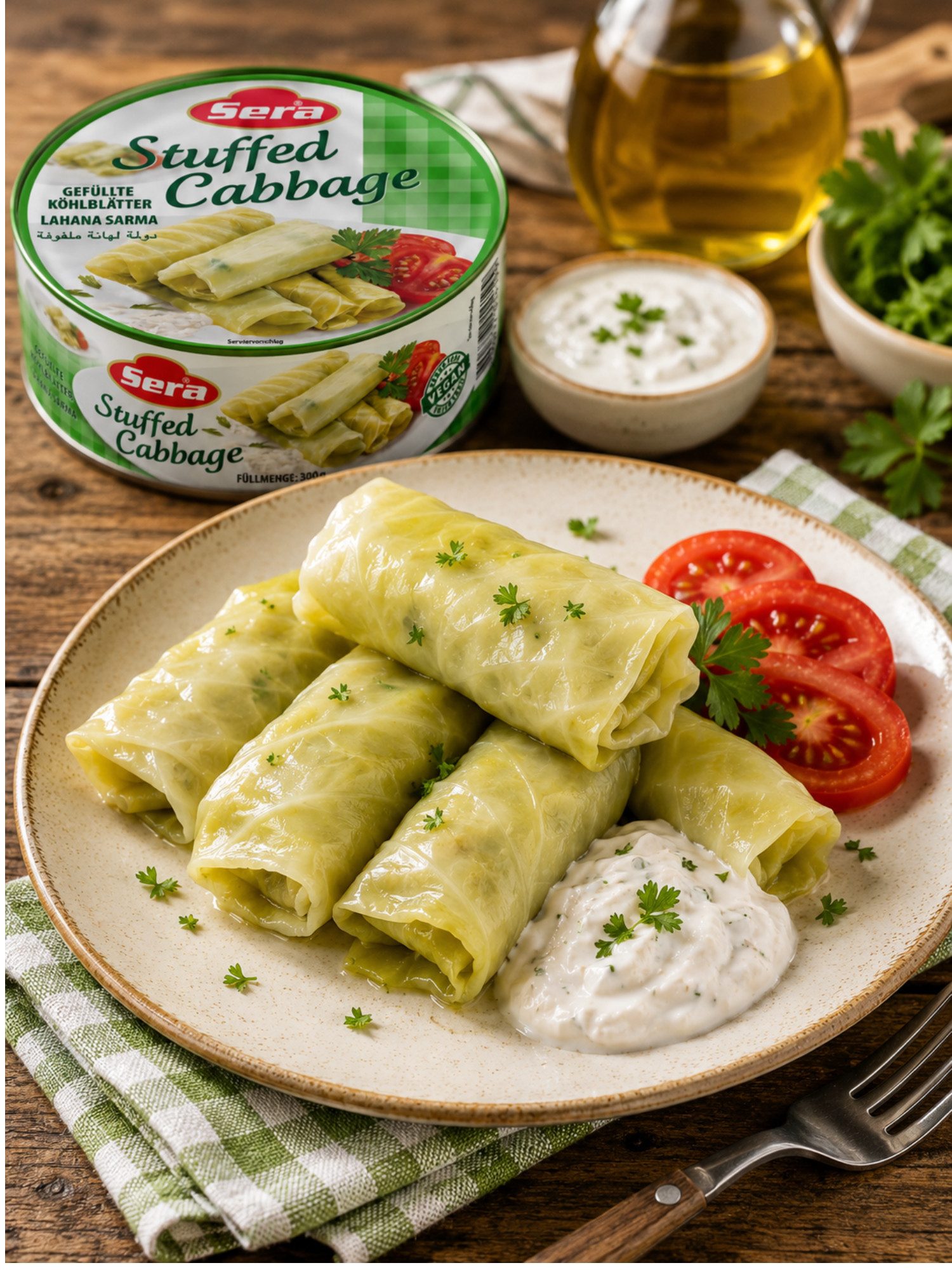 SERA FOOD Fertiggericht Gefüllte Kohlblätter – mediterran & servierfertig, (Vegane Konserven), Spezialität, servierfertig, vegan/vegetarisch, hochwertige Zutate – Bild 4 von 4