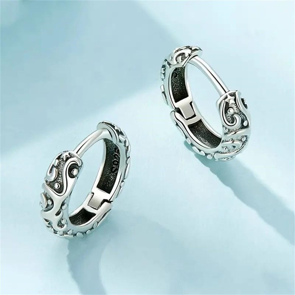 MOPUEA Paar Ohrhänger 925 Sterling Silber Ohrringe, Hoop-Ohrringe für Frauen (1-tlg), Filigrane Vintage-Creolen, Huggie-Ohrringe für Damen – Bild 5 von 5