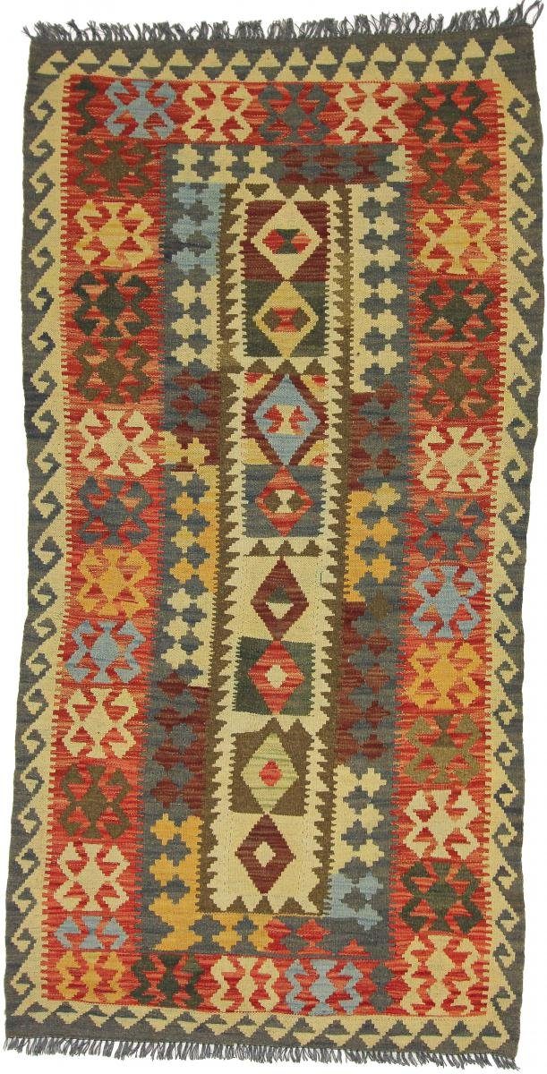 Orientteppich Kelim Afghan 100x199 Handgewebter Orientteppich Läufer, Nain Trading, rechteckig, Höhe: 3 mm