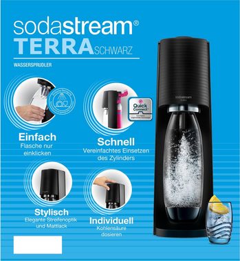 SodaStream Wassersprudler TERRA Vorteilspack, &CO2-Zylinder,1L, 0,5 LKunststoff-Flasche