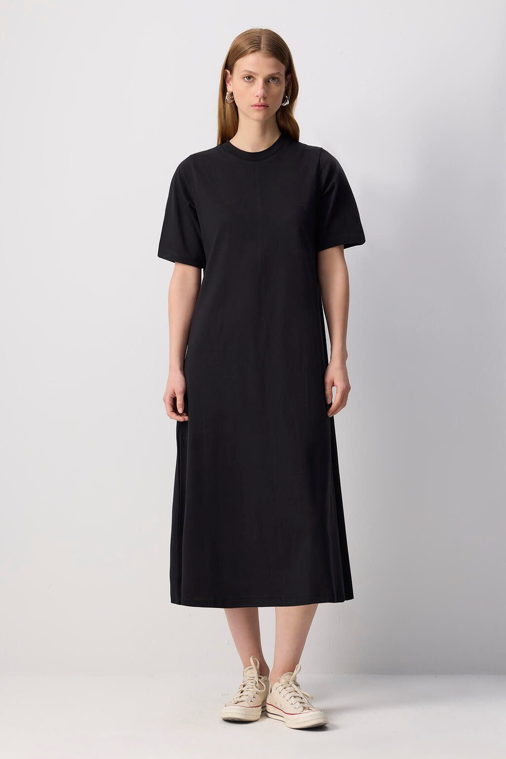 touche prive Maxikleid KURZÄRMELIGES STRICKKLEID AUS 100 BAUMWOLLE