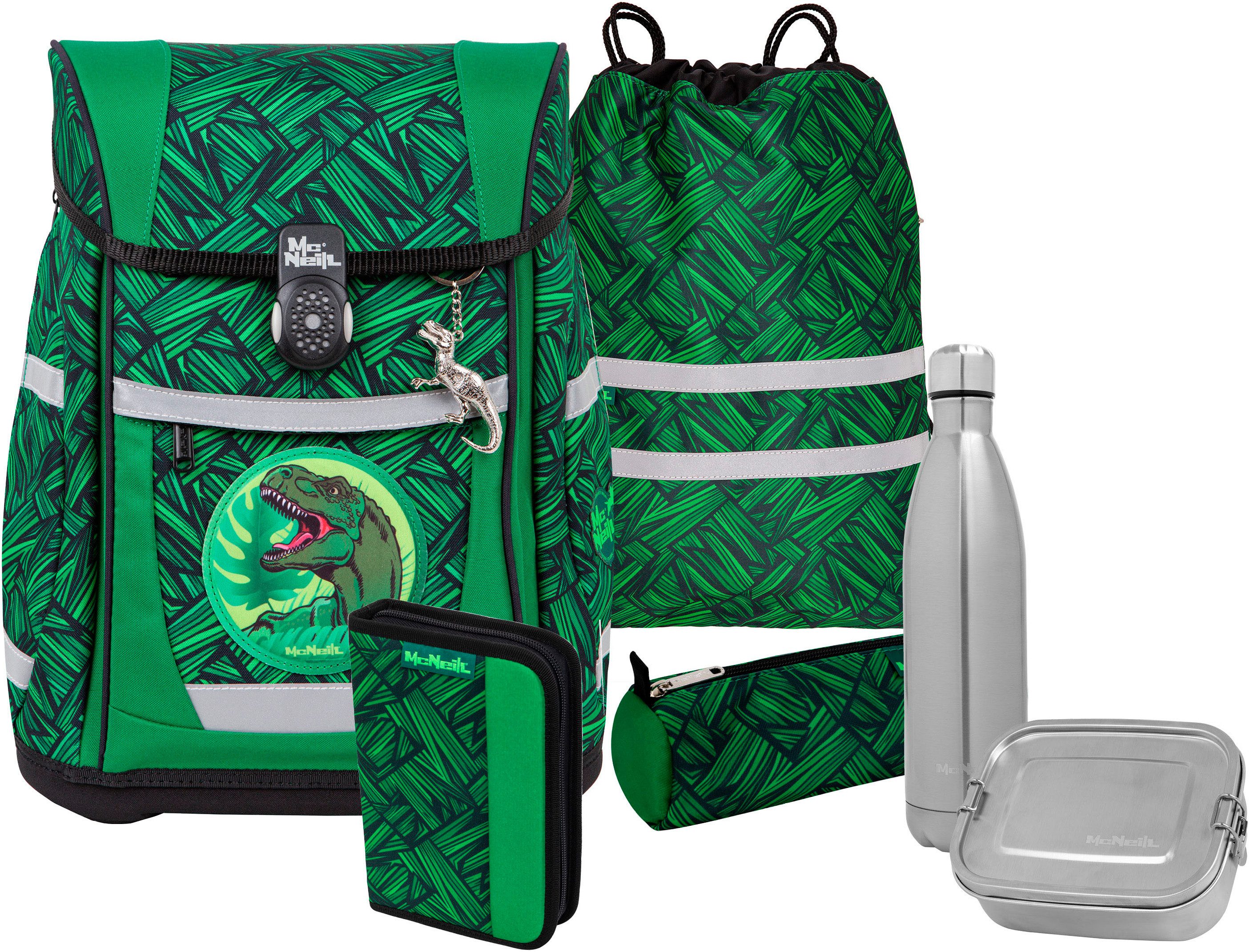 McNeill Schulranzen Tenero, Wow (Set, 5-tlg), inkl. Federmäppchen, Turnbeutel, Schlamperrolle & Motivmagnet