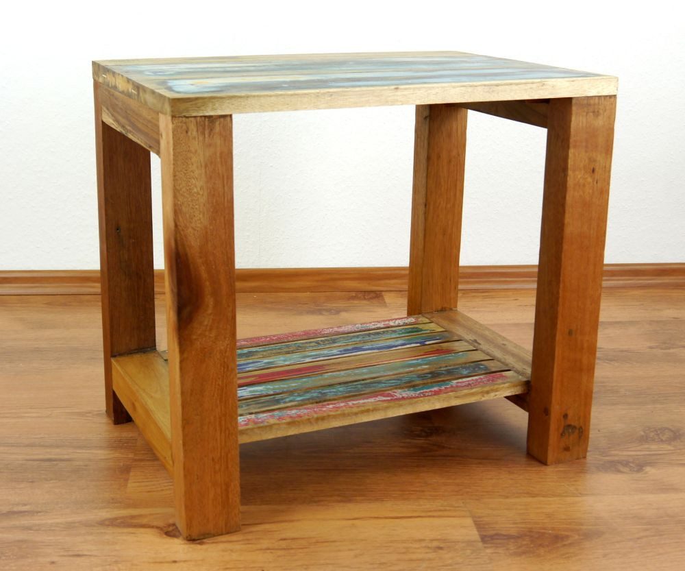 livasia Beistelltisch livasia Beistelltisch/Nachttisch Java, recyceltes Teakholz 30x50x47cm