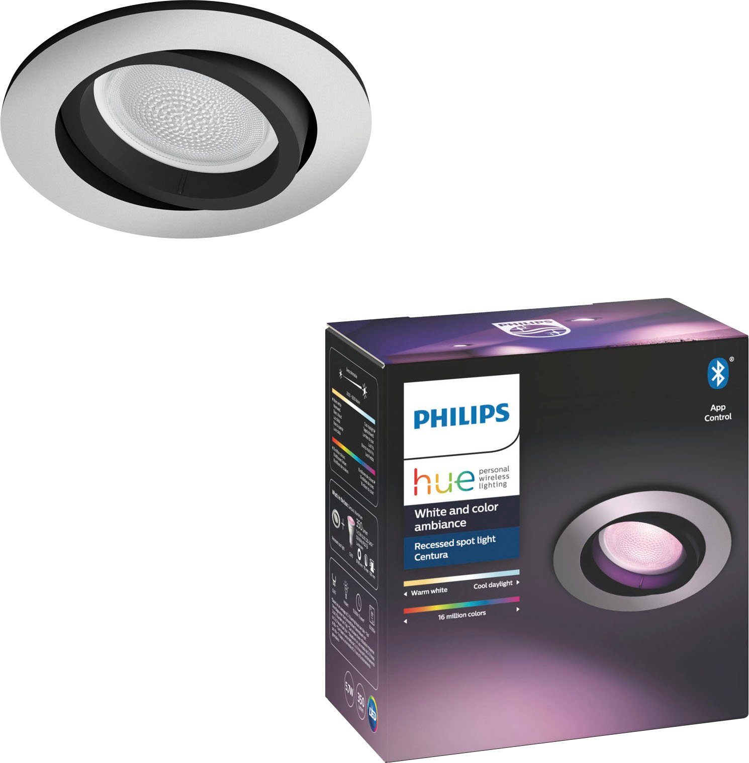 Dimmfunktion, Leuchtmittel Philips LED Farbwechsler Hue Flutlichtstrahler wechselbar, Centura,