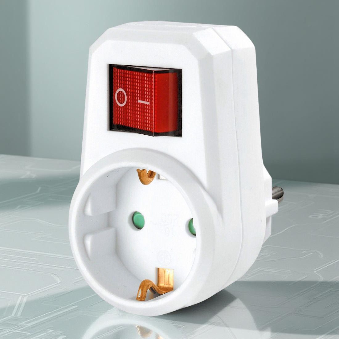 HEITECH Steckdosenschalter Abschaltbarer Zwischenstecker 2-polig Ein-Aus Schalter beleutet, max. 3500,00 W, 1-St., für Innenräume, kostenloser Versand – Bild 4 von 5