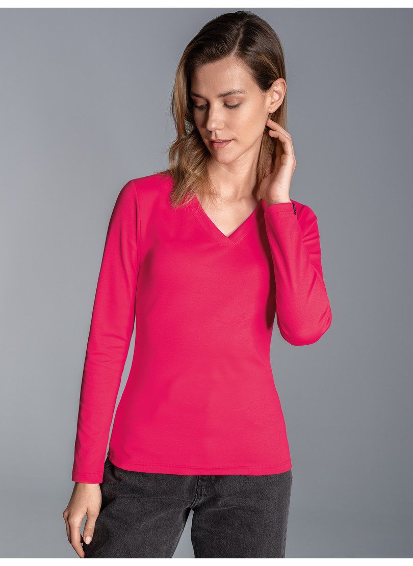 T-Shirt TRIGEMA Langarmshirt mit V-Ausschnitt