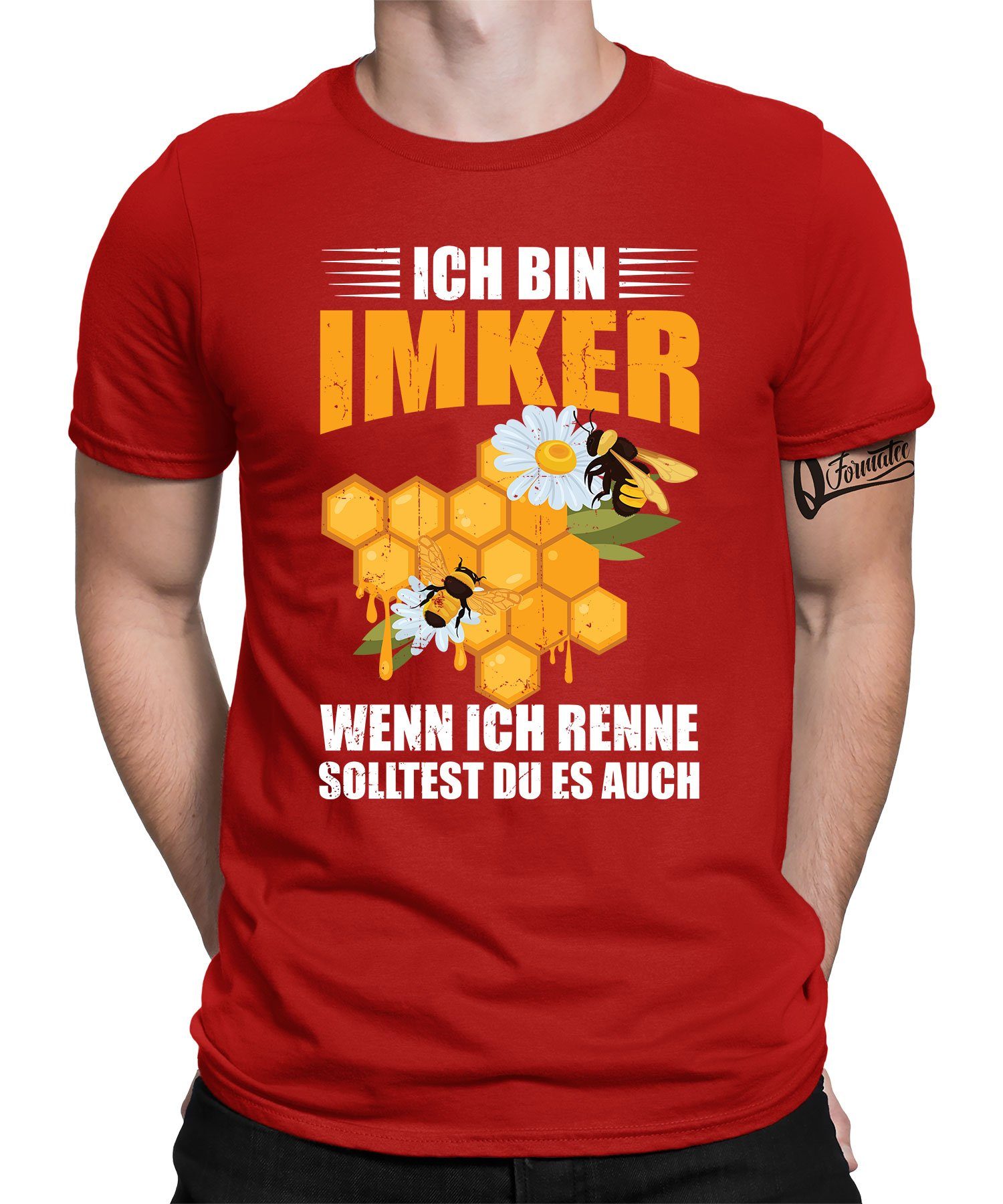 Ich - bin Nektar Kurzarmshirt Rot Formatee Herren (1-tlg) T-Shirt Imker Honig Biene Quattro Imker