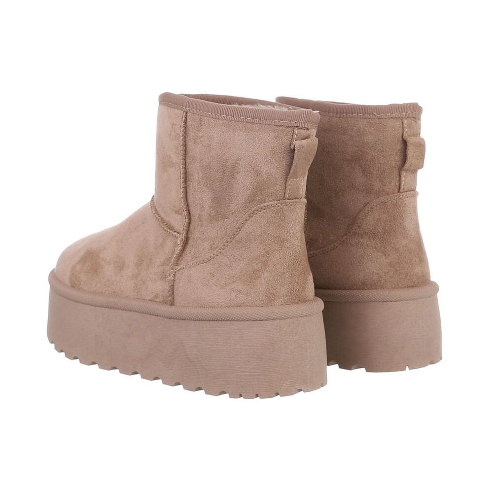 Ital-Design Bequemer Schaftschuh für Damen – stilvoll und warm Snowboots (84206790) Flach Plateaustiefeletten in Hellbraun