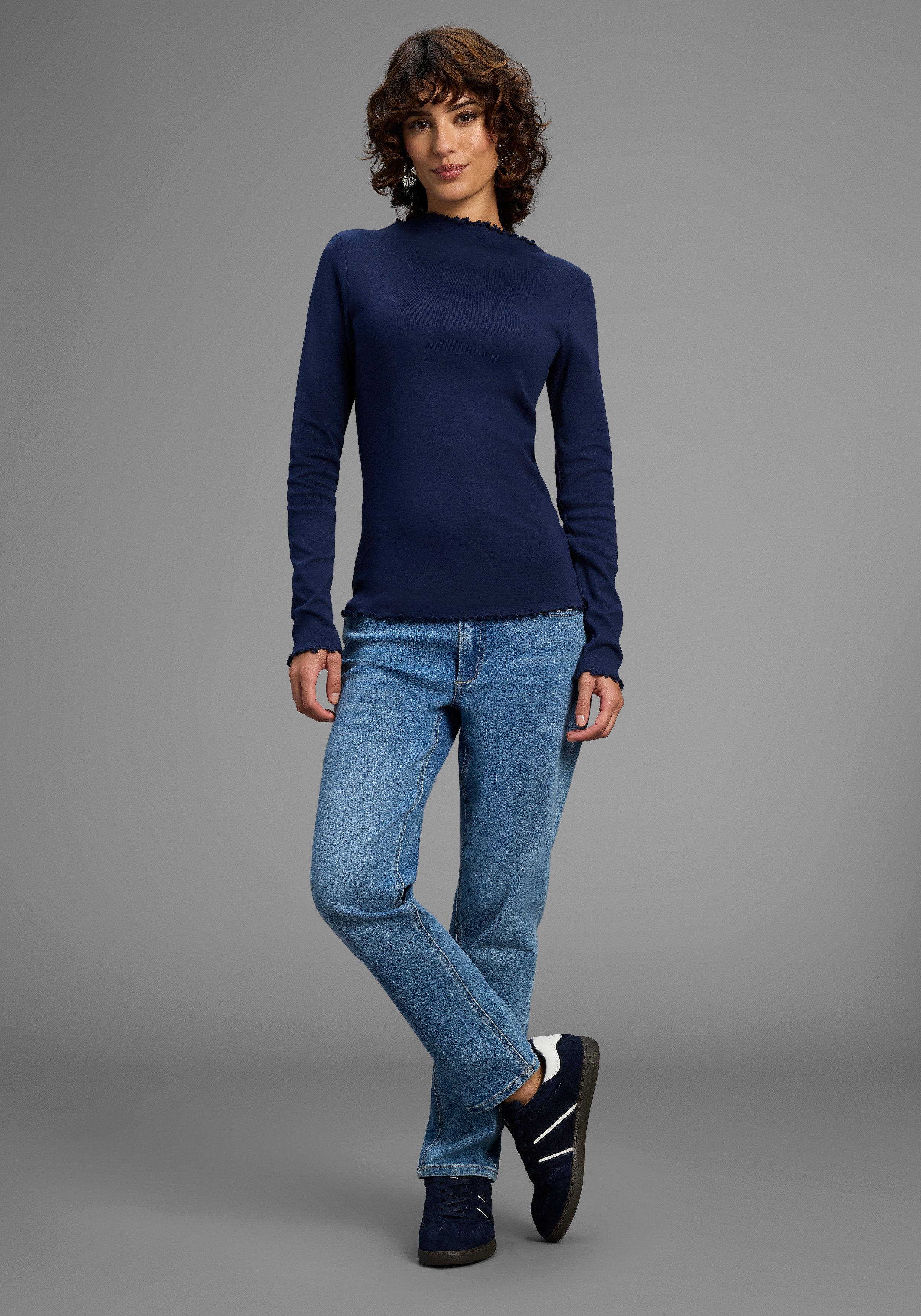 Flashlights Langarmshirt (2er- Pack) sehr figurbetonte Passform, gekräuselter Ausschnitt