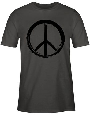 Shirtracer T-Shirt Peace Zeichen Pinsel Optik - schwarz Sprüche Statement