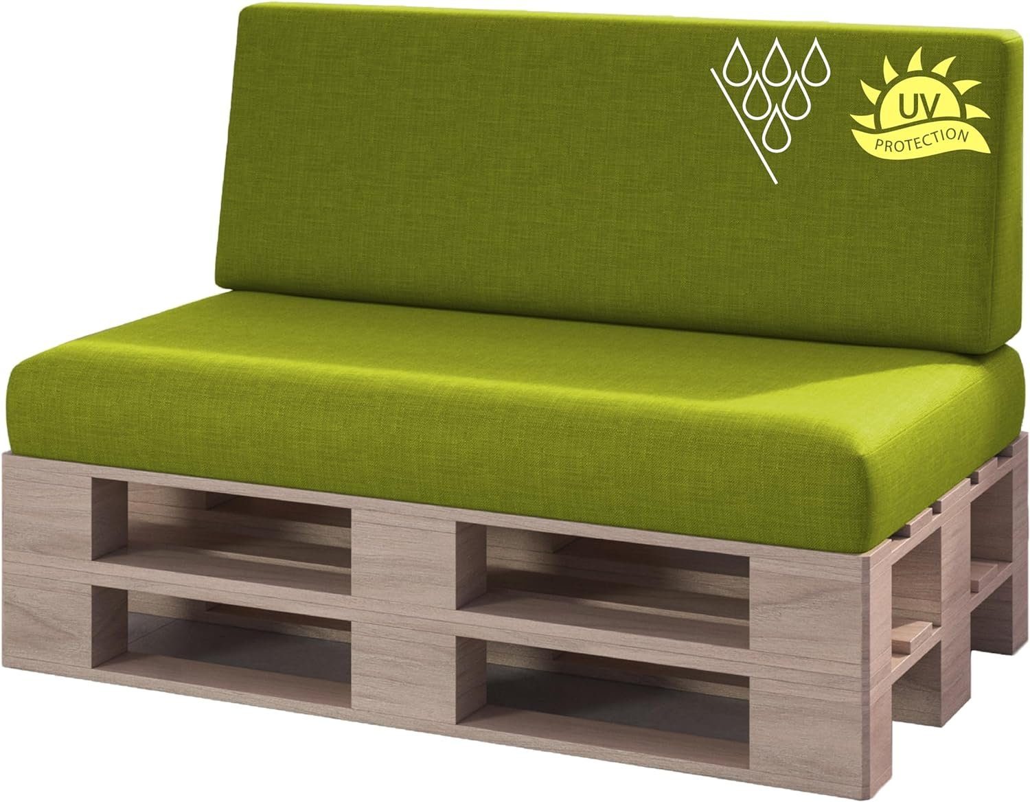 sunnypillow Palettenkissen Milano - 2er Set Palettenauflage mit abnehmbarem Bezug Kaltschaum, 2er Set Sitz- und Rückenkissen