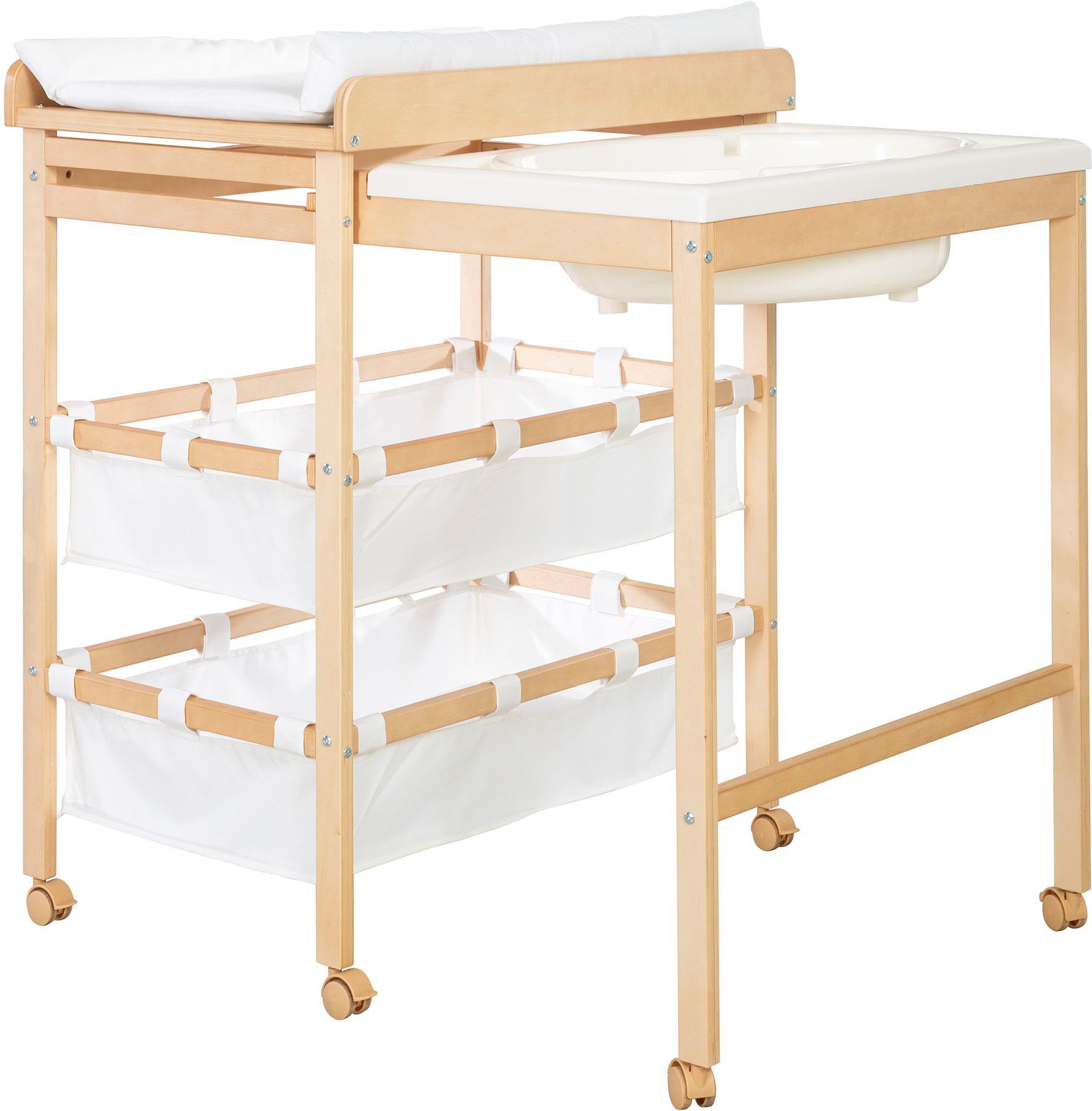 roba® Bade- und Wickelregal Baby Pool, natur, inkl. herausziehbarer Badewan günstig online kaufen