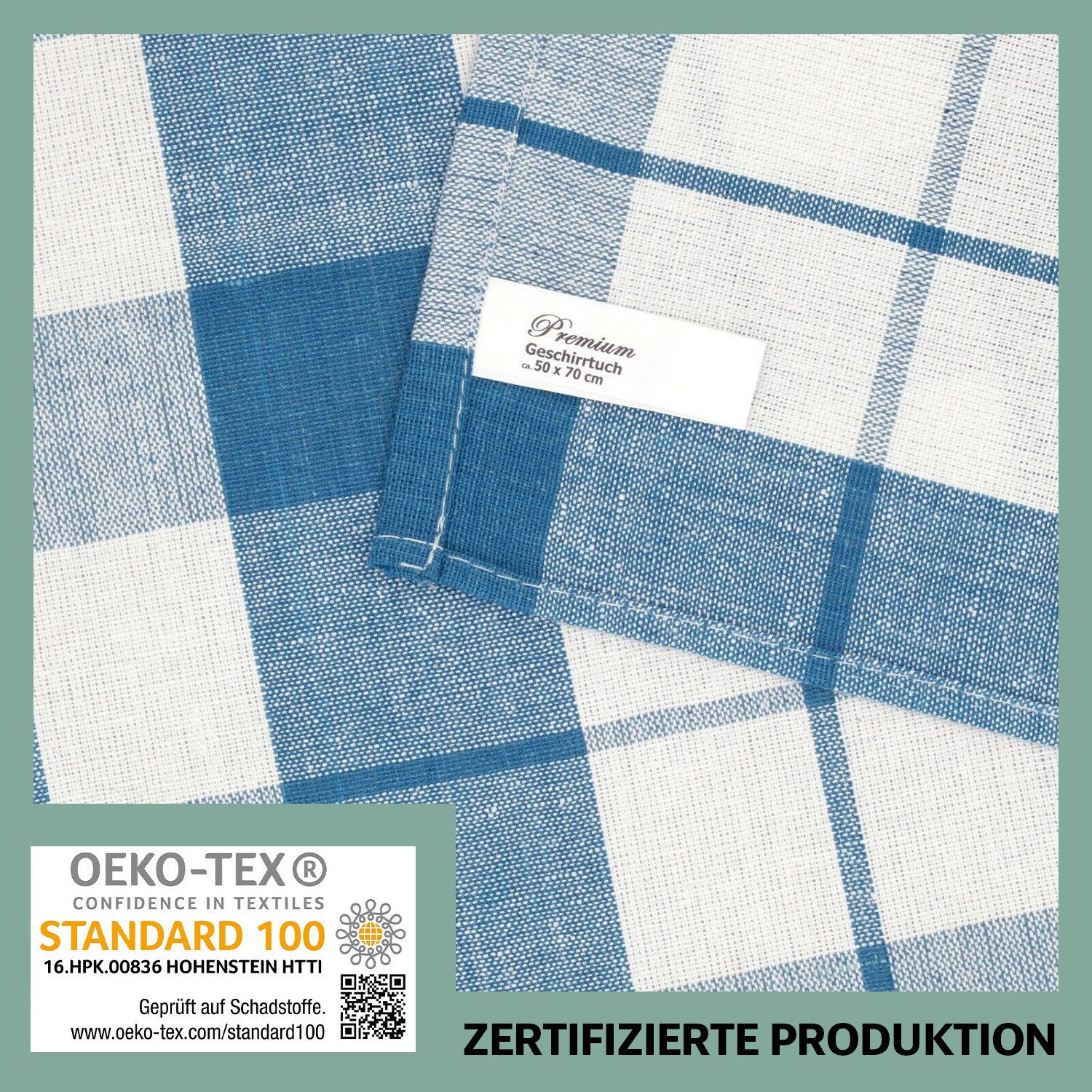 Zestri Geschirrtuch 4er-Set aus 100% Baumwolle, 50x70 cm Küchenhandtücher mit Aufhänger, (4 Stück), saugstarke Geschirrhandtücher, kariert, Geschirr Handtuch – Bild 5 von 5