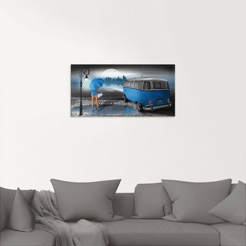 Artland Glasbild Regennacht in Blau mit Camper T1, Auto (1 St), in verschiedenen Größen