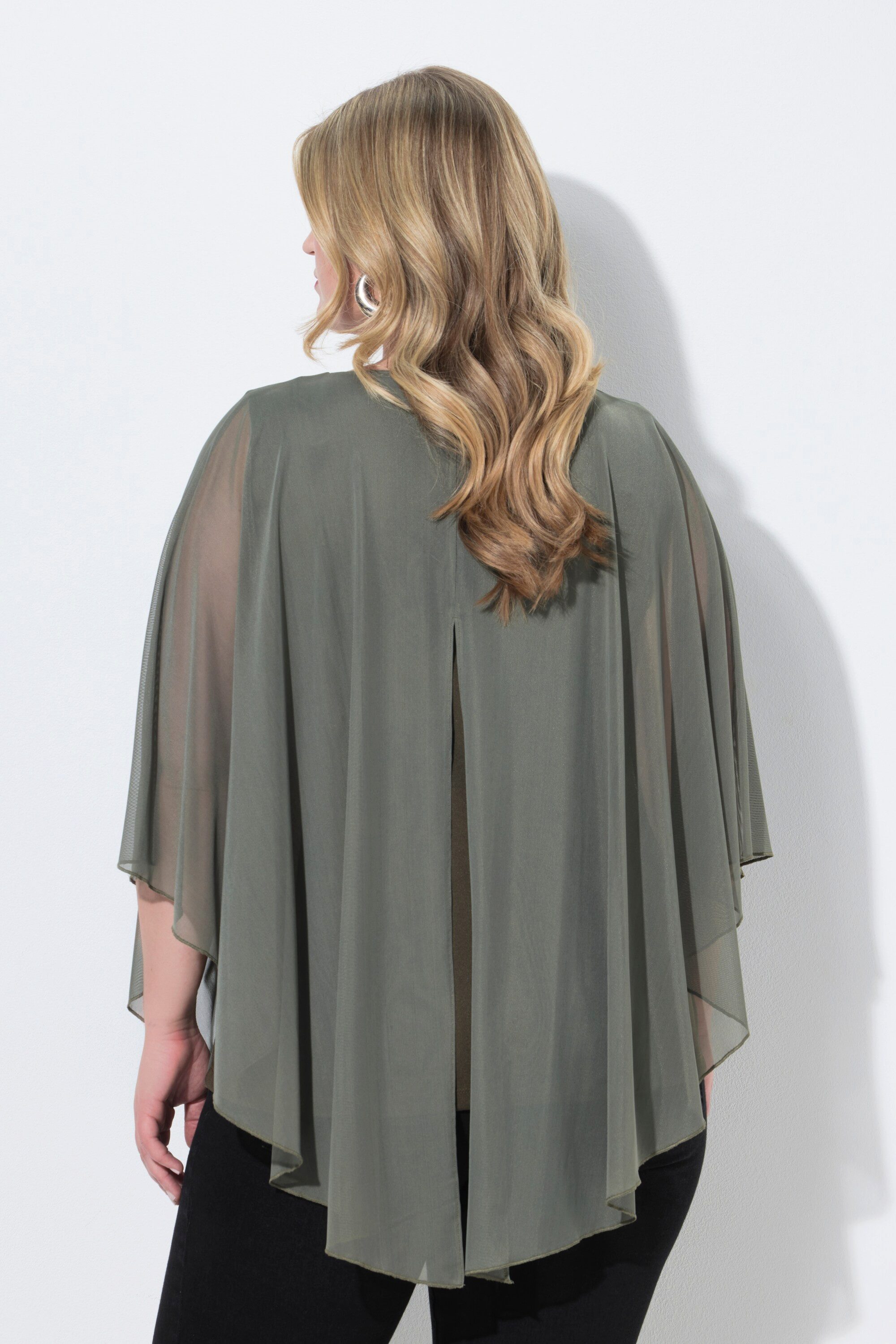 MIAMODA Longbluse Meshbluse weite Passform Muster Rückenschlitz