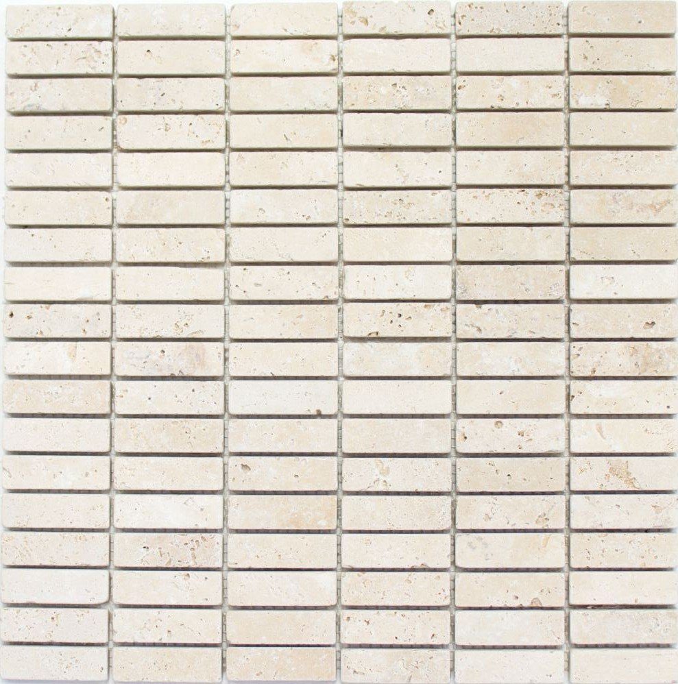 Mosani Mosaikfliesen Rechteckiges Travertinmosaik Mosaikfliesen beige matt / 10 Matten