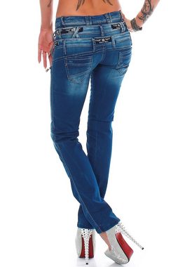 Cipo & Baxx Regular-fit-Jeans Low Waist Hose BA-CBW0282 mit 3x Bund-Optik Straight Leg