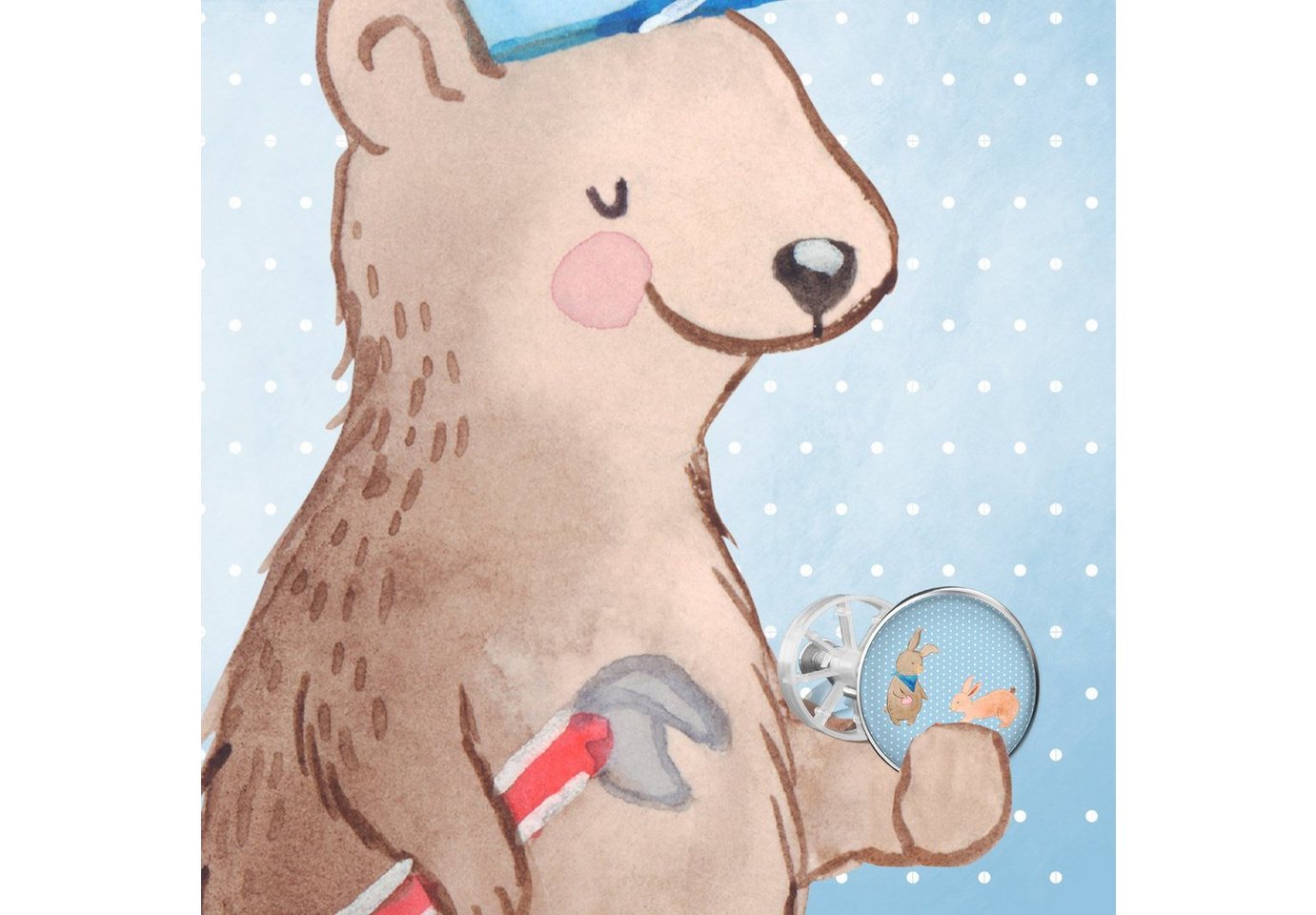 Thumbnail - Mr. & Mrs. Panda Waschbeckenstöpsel Hasen Muschel - Blau Pastell - Geschenk, Waschbecken Stopfen, Freundi, (Packung, 1 S...