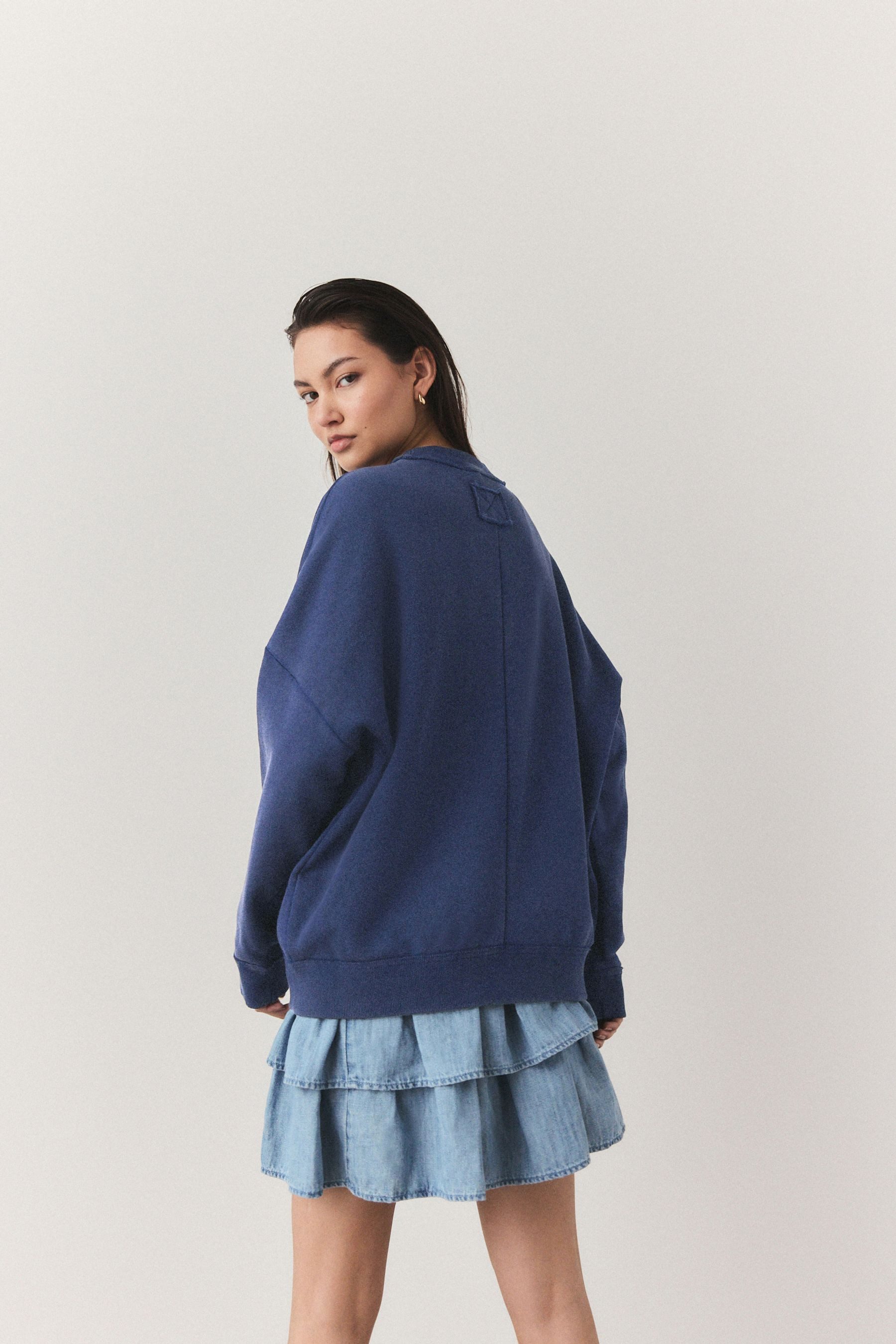 Next Strickjacke Lange Oversized Boyfriend Fit Jersey-Strickjacke (1-tlg) günstig online kaufen