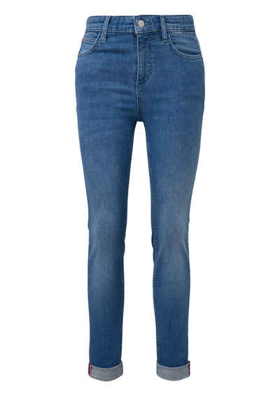 comma casual identity 5-Pocket-Jeans Skinny: Джинси mit Saum zum Aufrollen Kontrastnähte, Label-Patch, Zierknopf