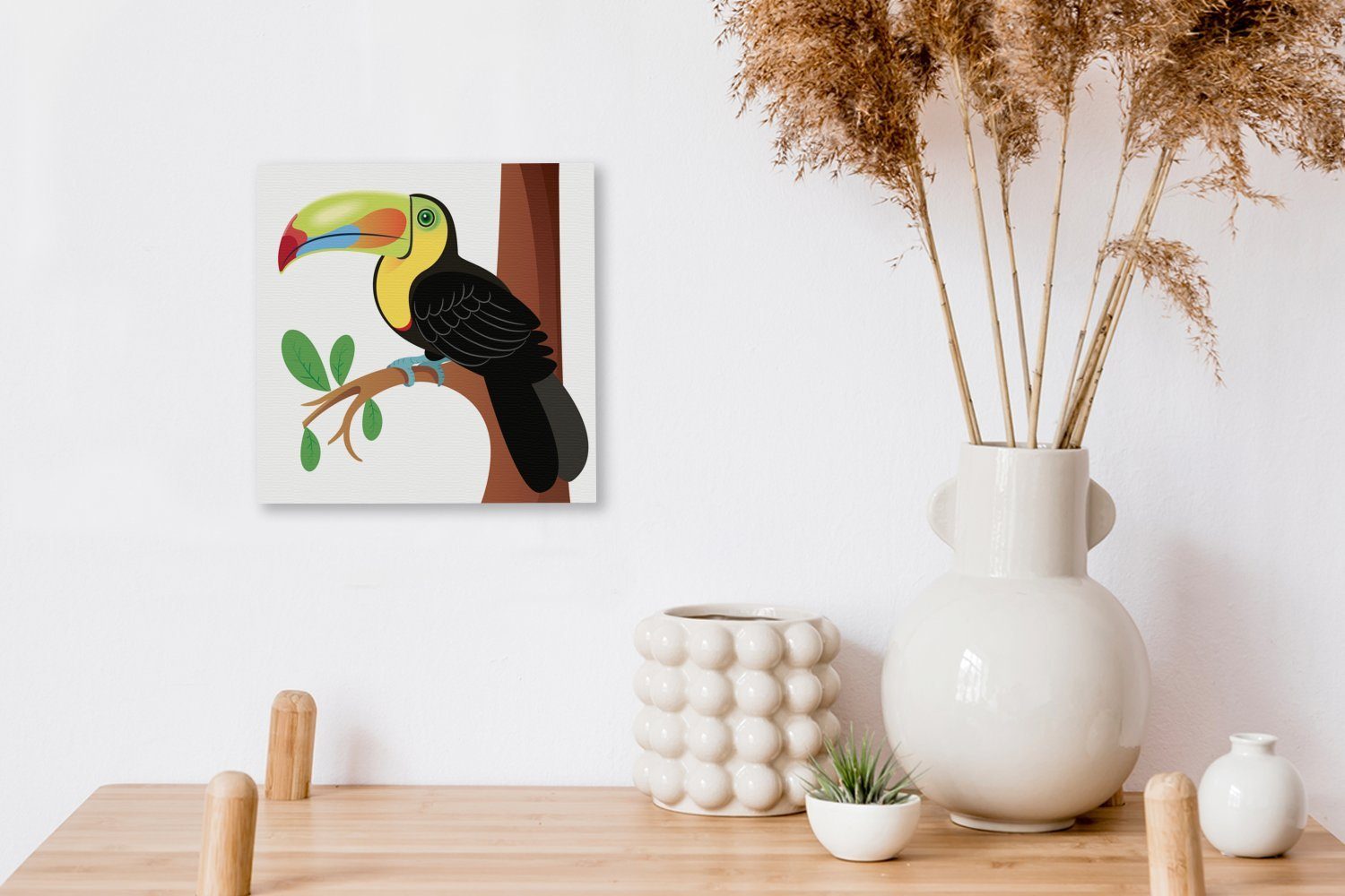OneMillionCanvasses® Leinwandbild Bilder Tukan, bunten Eine von einem Vektor-Illustration Wohnzimmer für Leinwand St), (1 Schlafzimmer