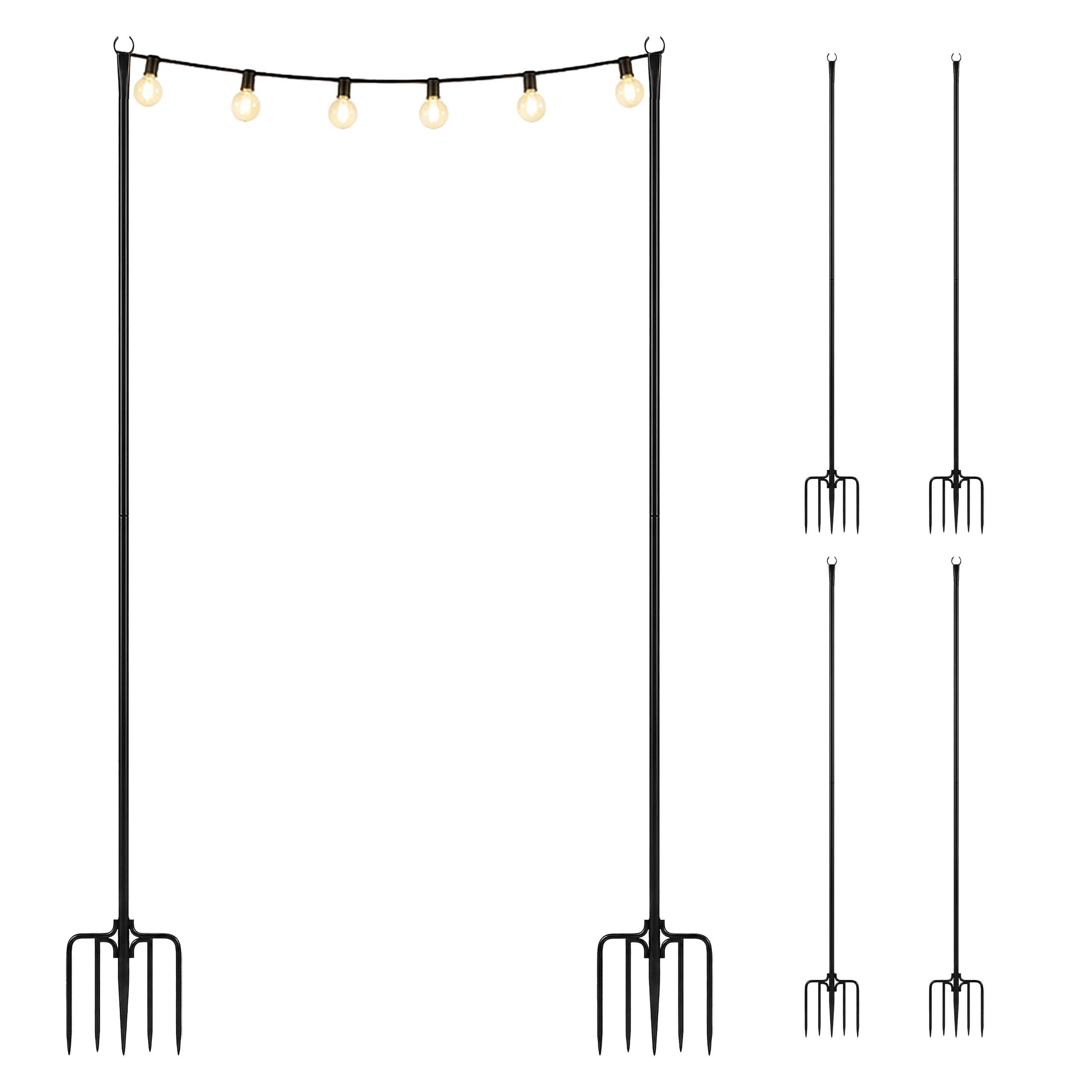 relaxdays Gartenstecker Lichterkettenstangen Set outdoor 3 m (6-St) 6er Pack
