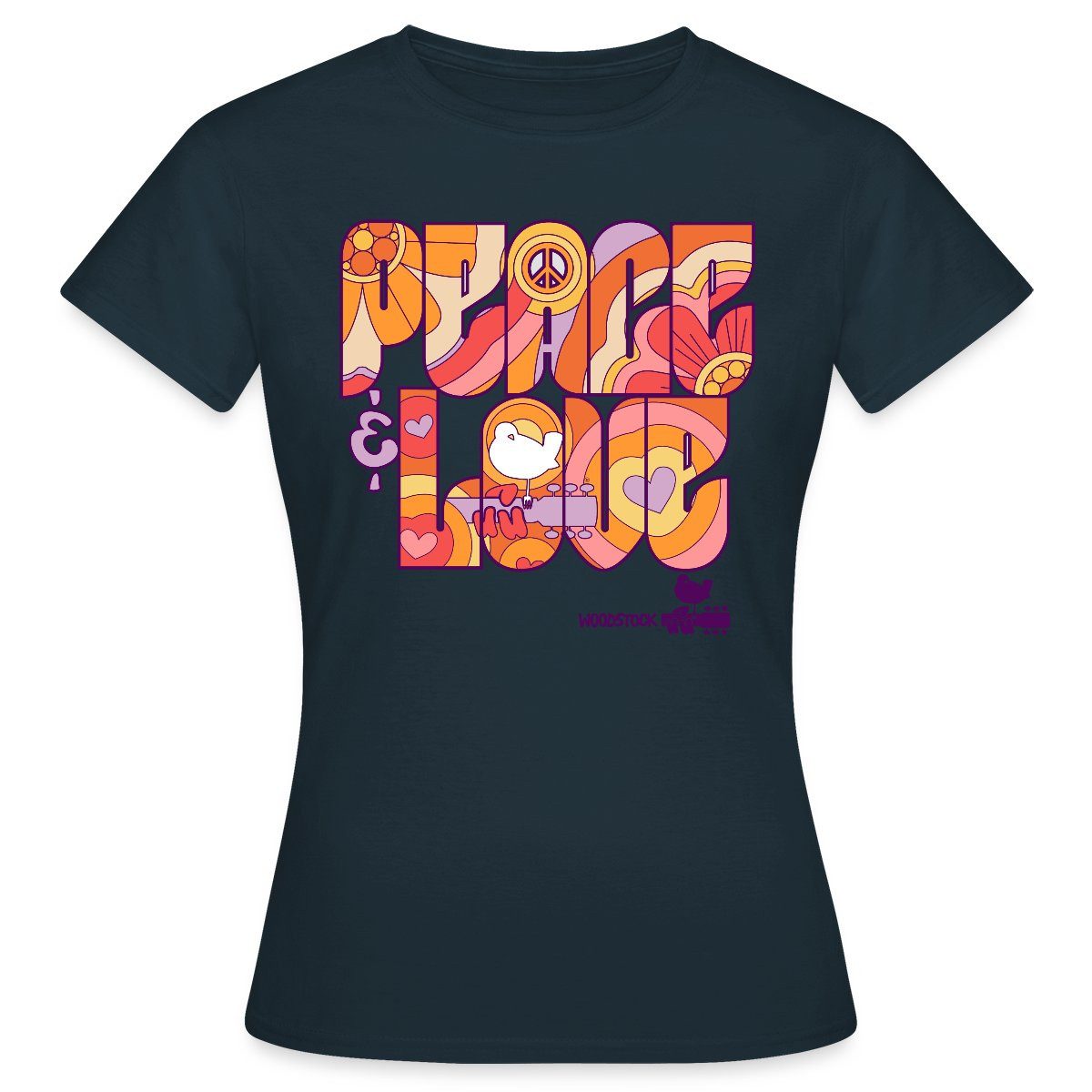 Spreadshirt T-Shirt Woodstock Peace Love Hippie günstig online kaufen