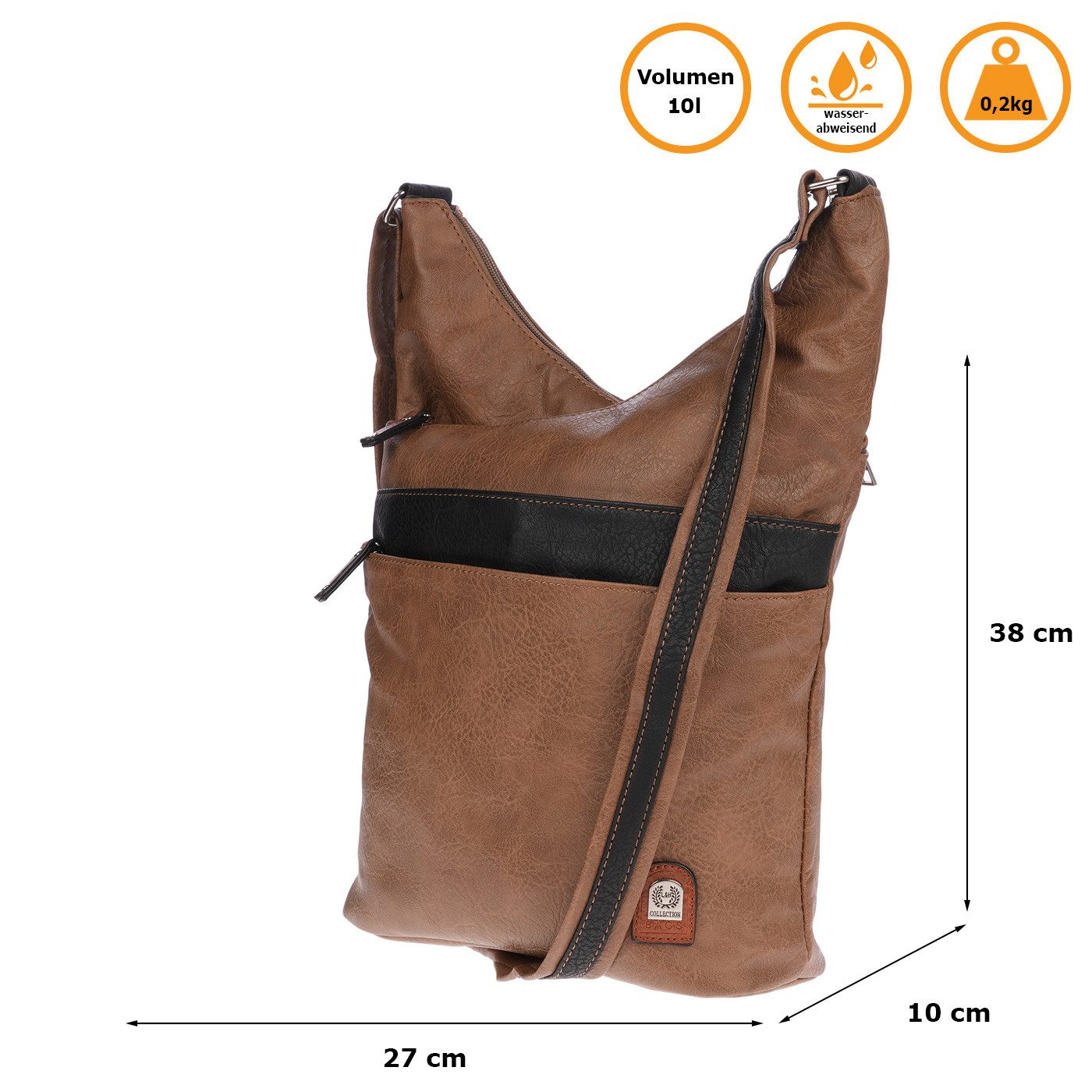 Christian Wippermann Umhängetasche Große Umhängetasche Damen Tasche Schultertasche (einzeln), Crossover Leder Optik