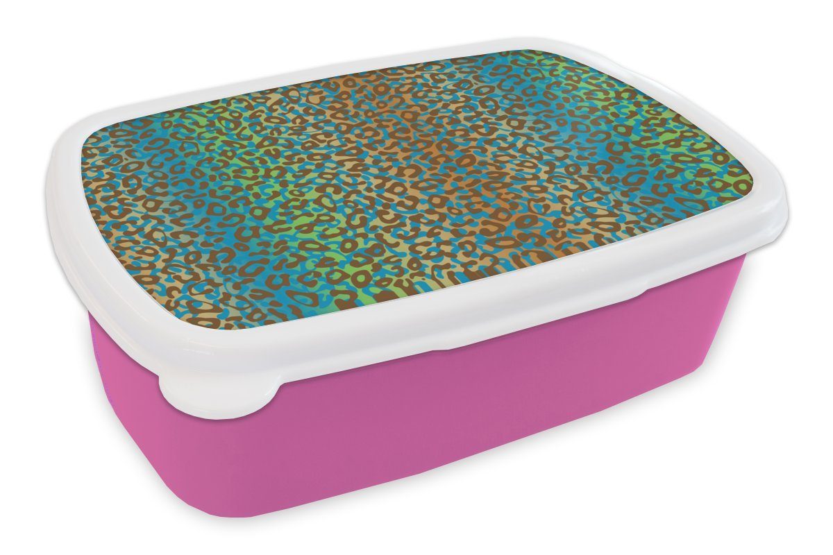 MuchoWow Lunchbox Muster - Panther - Abstrakt, Kunststoff, (2-tlg), Brotbox für Erwachsene, Brotdose Kinder, Snackbox, Mädchen, Kunststoff rosa