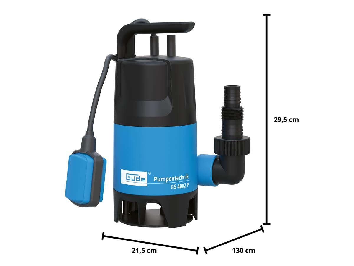 Güde Schmutzwasser-Tauchpumpe GS 4002 P, 400 W, Fördervolumen 7500 l/h, max. Förderhöhe 5 m