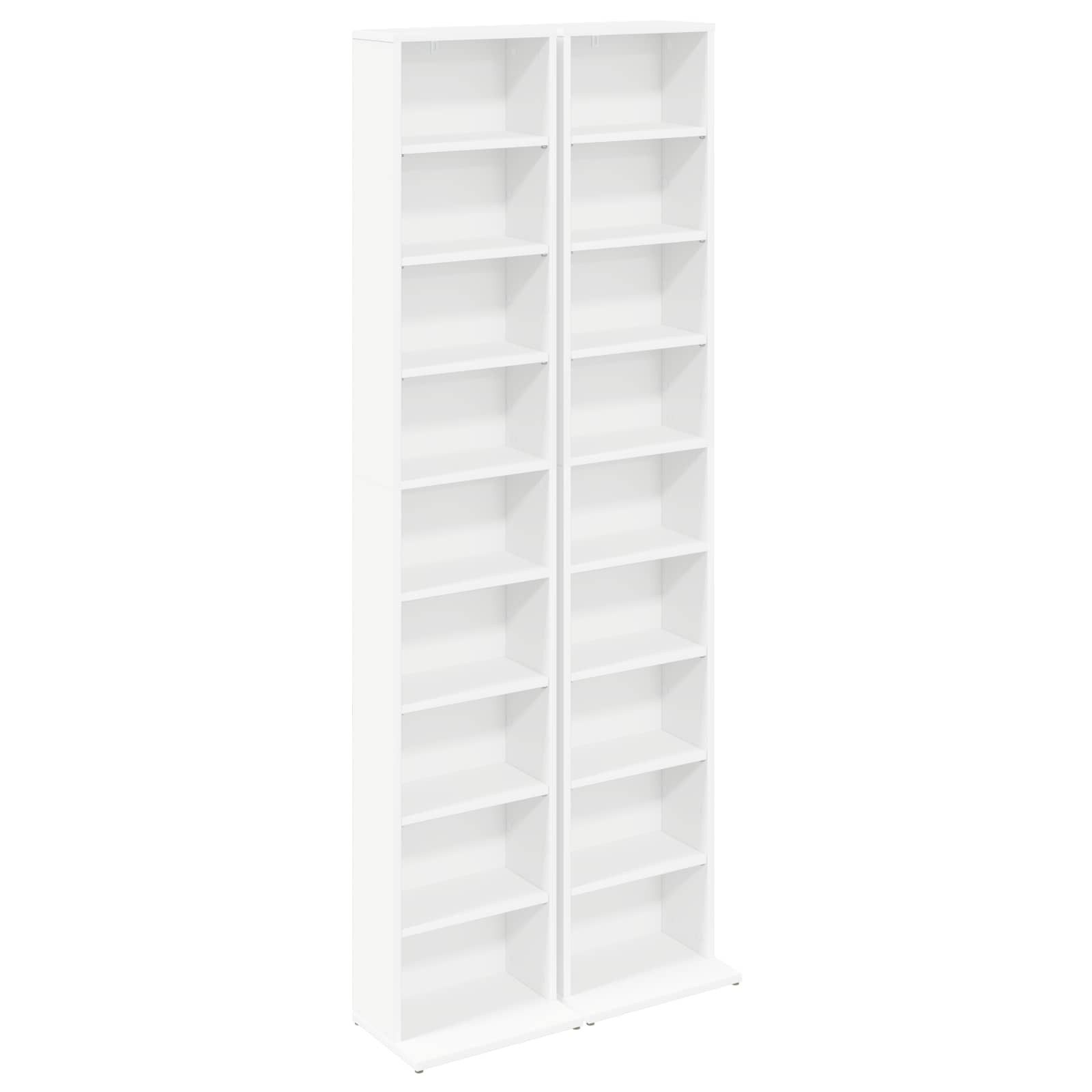 vidaXL Schranksystem CD Regal 2 Stk. Weiß 33 x 23,5 x 175 cm Holzwerkstoff (2-St)