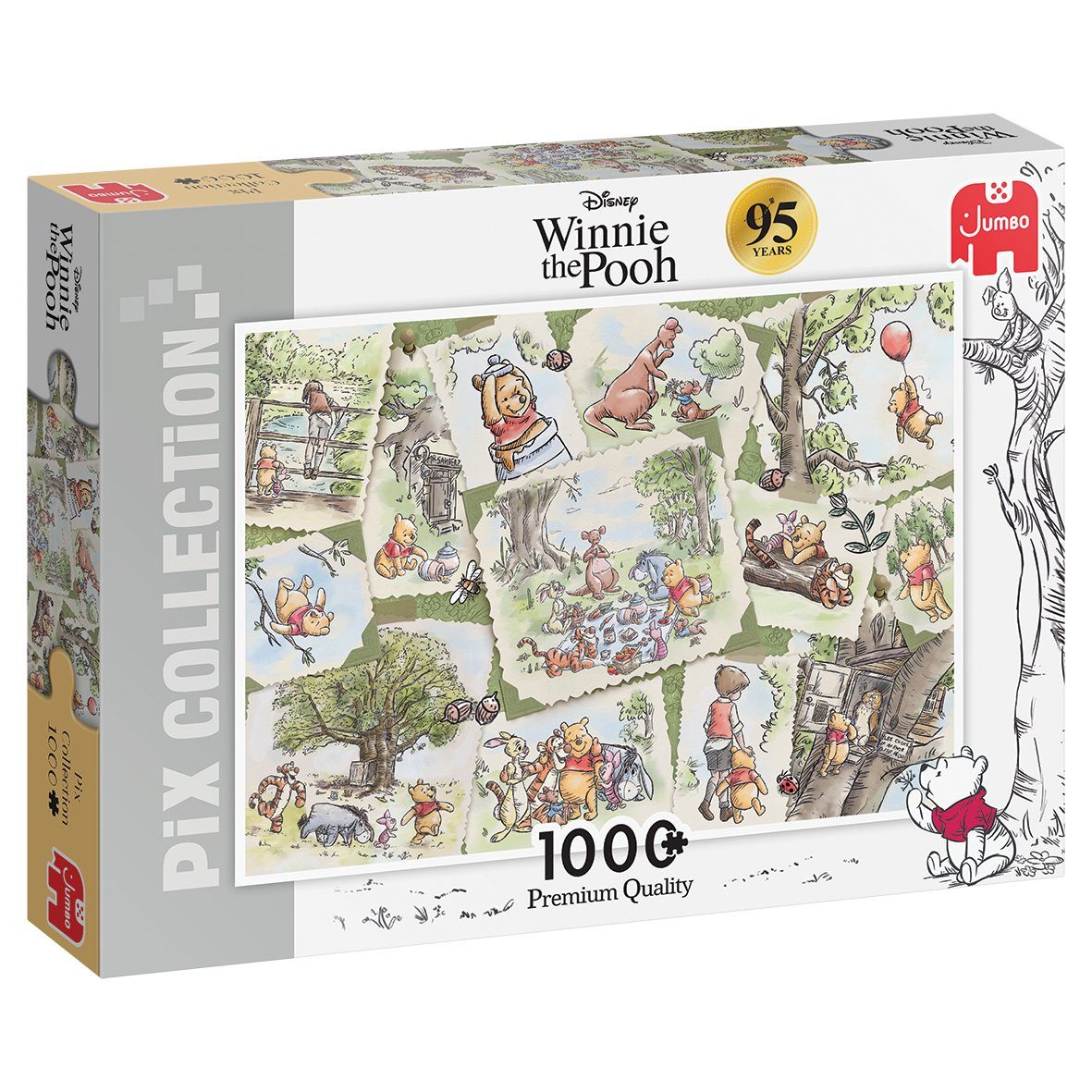 Jumbo Spiele Puzzle Jumbo 18875 Disney Pix Collection Winnie the Pooh 95 Jahre Jubiläum, 1000 Puzzleteile, Made in Europe