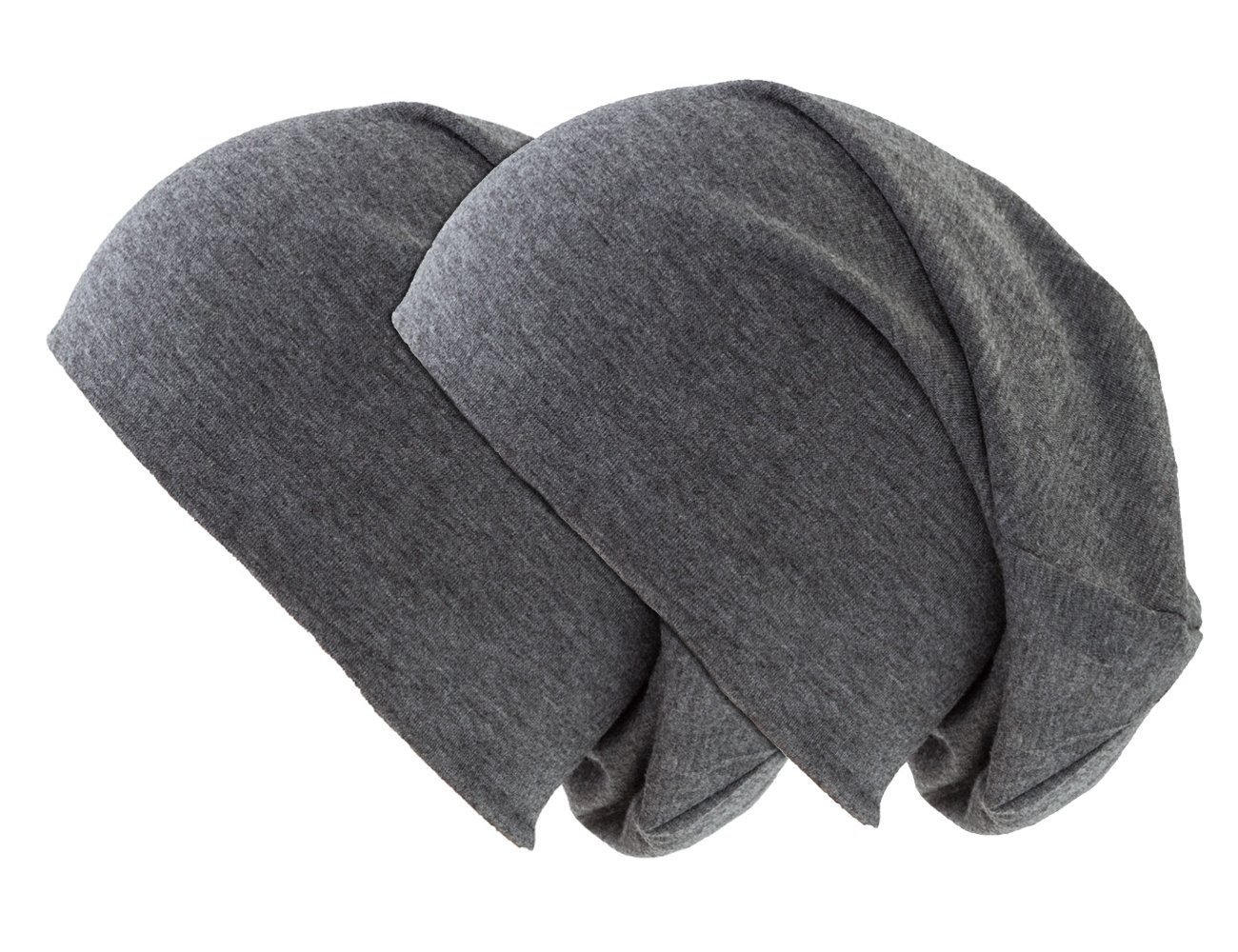 Kopftuch, dunkelgrau Herren Beanie beanie-mütze, Mütze Damen, elastisch, Haube (Beanie Jerseymütze) Doppelpack shenky