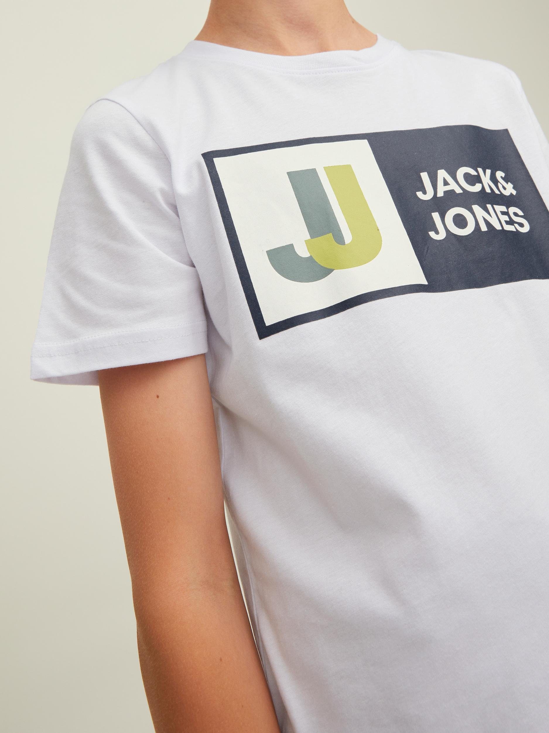 Jack & white T-Shirt AW22 TEE NECK JCOLOGAN SS Junior CREW Jones JNR SN