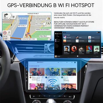 Hikity Android 2Din 10.1 Zoll 2.5D Bildschirm mit GPS Rückfahrkamera Autoradio (WiFi FM RDS Mirror Link, Bluetooth-Freisprecheinrichtung)
