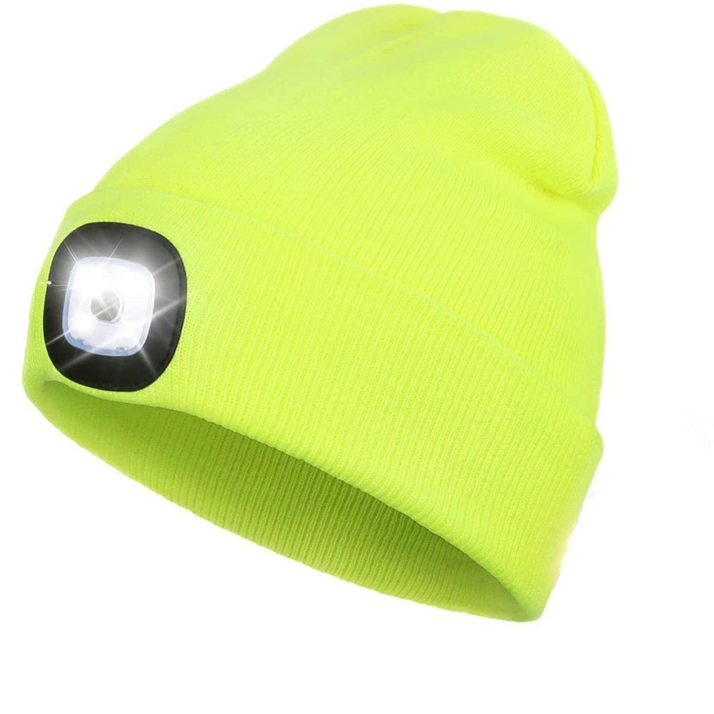 & Mütze Licht, Beleuchtete Mütze Schal LED Beanie, Mit Stirnlampe Mütze, GelldG LED Mütze