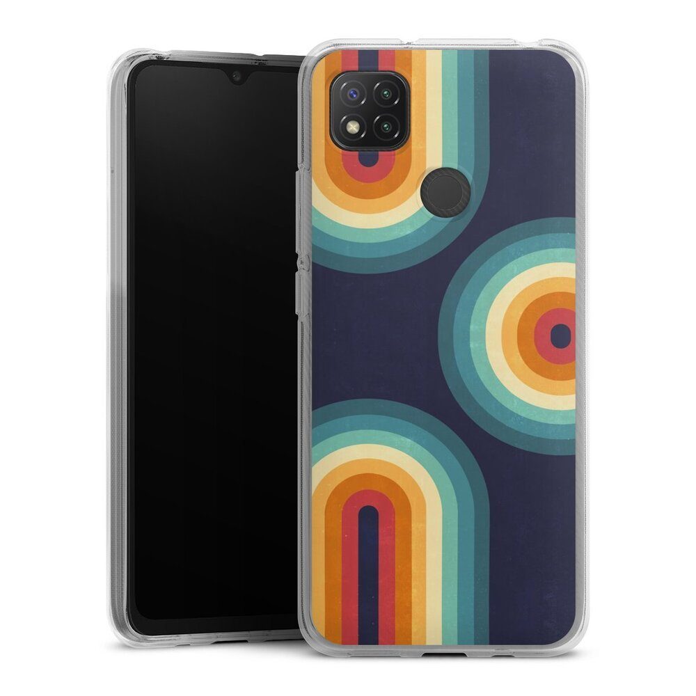 Handyhülle Retro bunt Regenbogen Double Rainbow on Blue