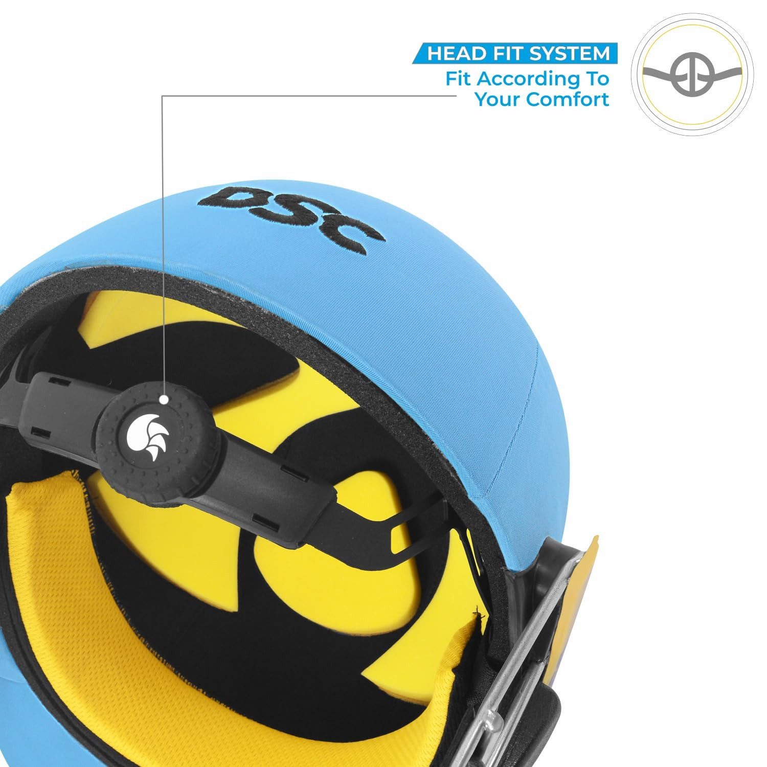 DSC Allroundhelm Premium Cricket-Helm Für Männer & Jungen (Inhalt des Pakets: 1 Cricket-Helm + 1 Innenschaum-Set + 1 Helmüberzug, headgear head protection face protection batting helmet), Fixed spring steel mesh, Back support strap, Neck protection