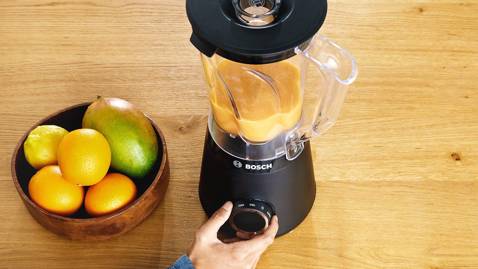 BOSCH Standmixer VitaPower Serie 4 MMB6141B, 1,5 Liter Behälter, 30.000 U/Min, schwarz, 1200 W, Behälter aus Tritan, 4 Edelst.Klingen, Kabelstaufach, Made in Eu – Bild 5 von 5