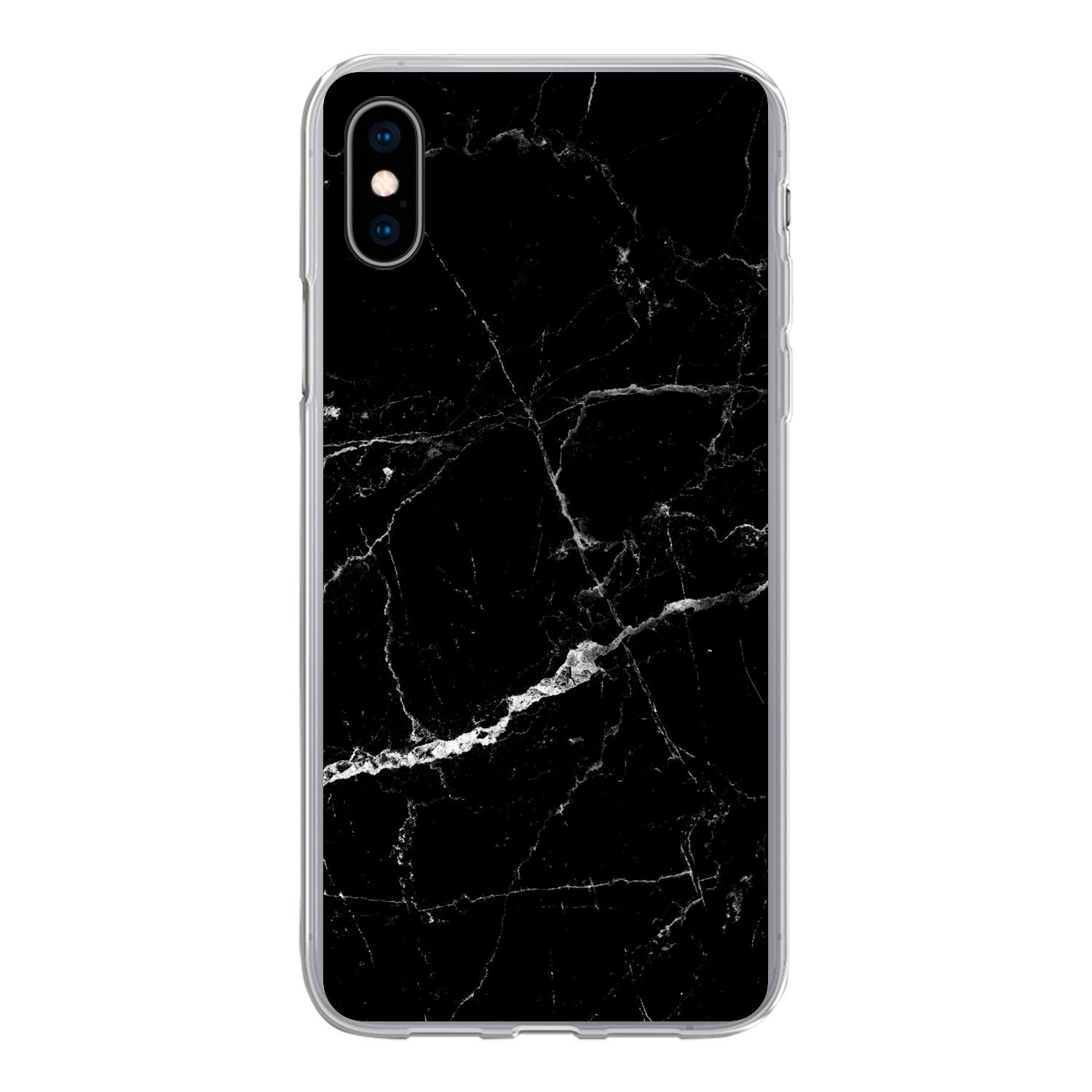 MuchoWow Handyhülle für Apple iPhone XS Marmoroptik - Schwarz - Luxus, Smartphone-Bumper, Print, Handy Schutzhülle Dünn