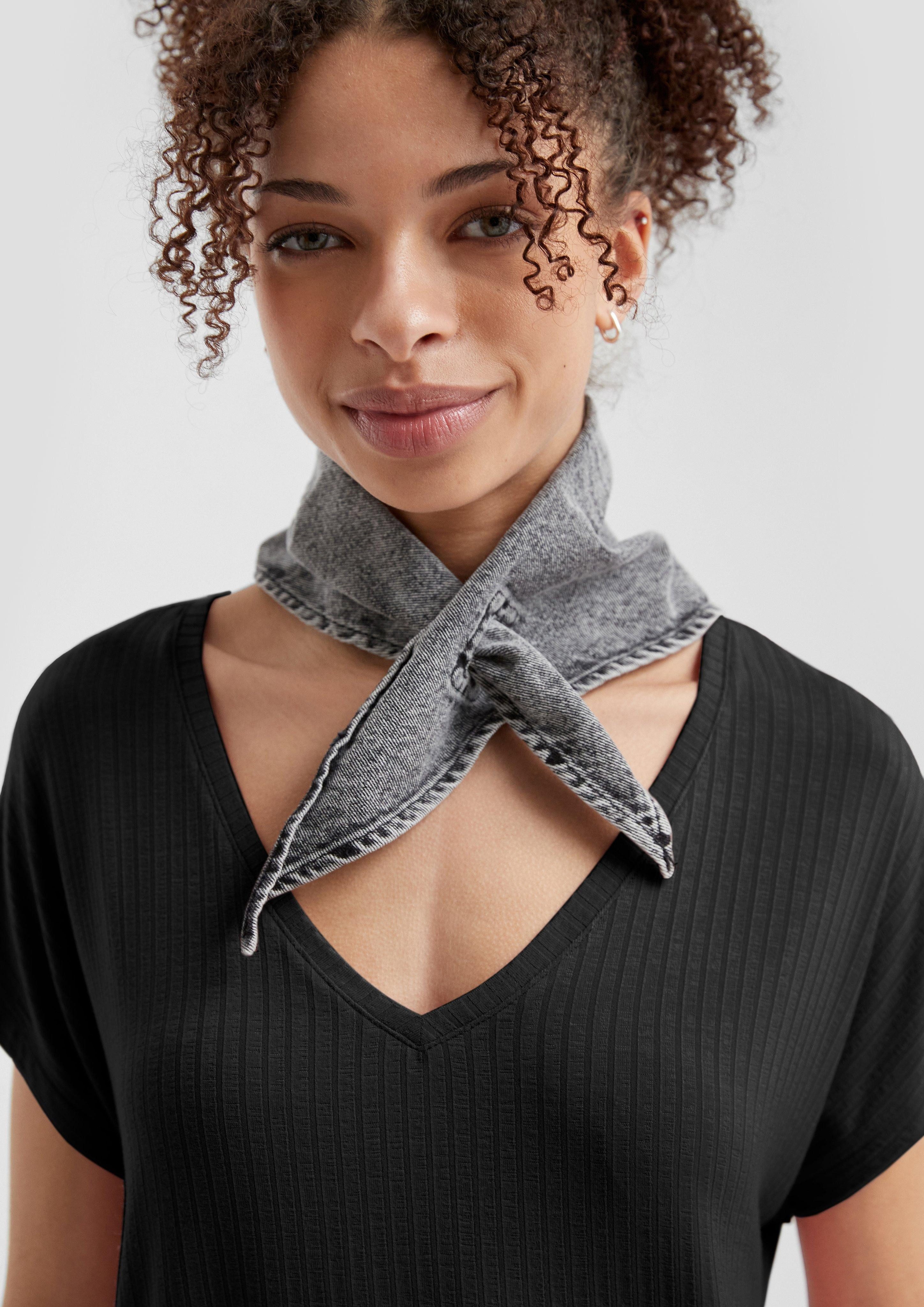 QS Kurzarmshirt Fließendes Oversize-Shirt mit Rippstruktur günstig online kaufen